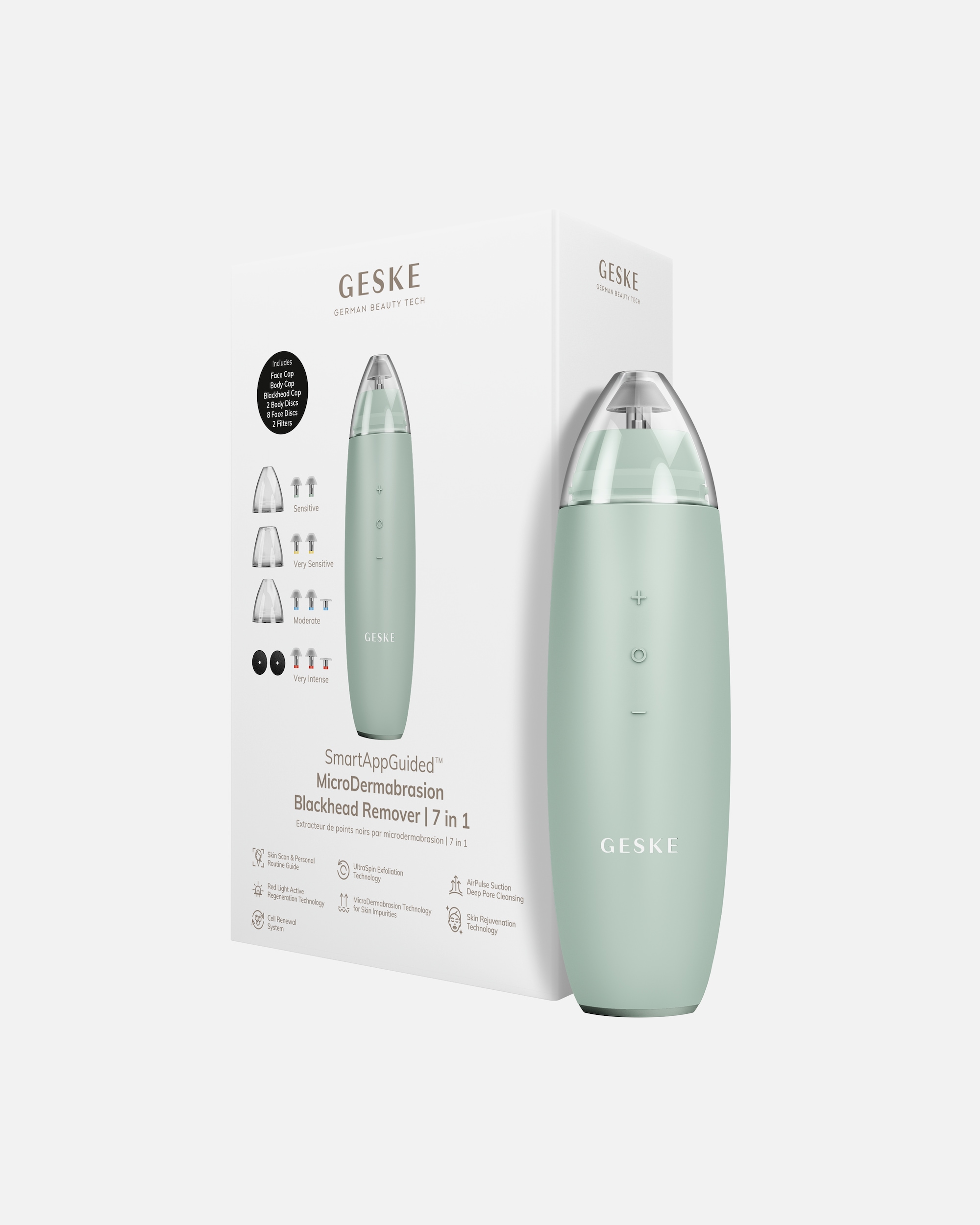 Multifunktionsgerät für Unisex GESKE SmartAppGuided™ MicroDermabrasion Blackhead Remover | 7 in 1 Green