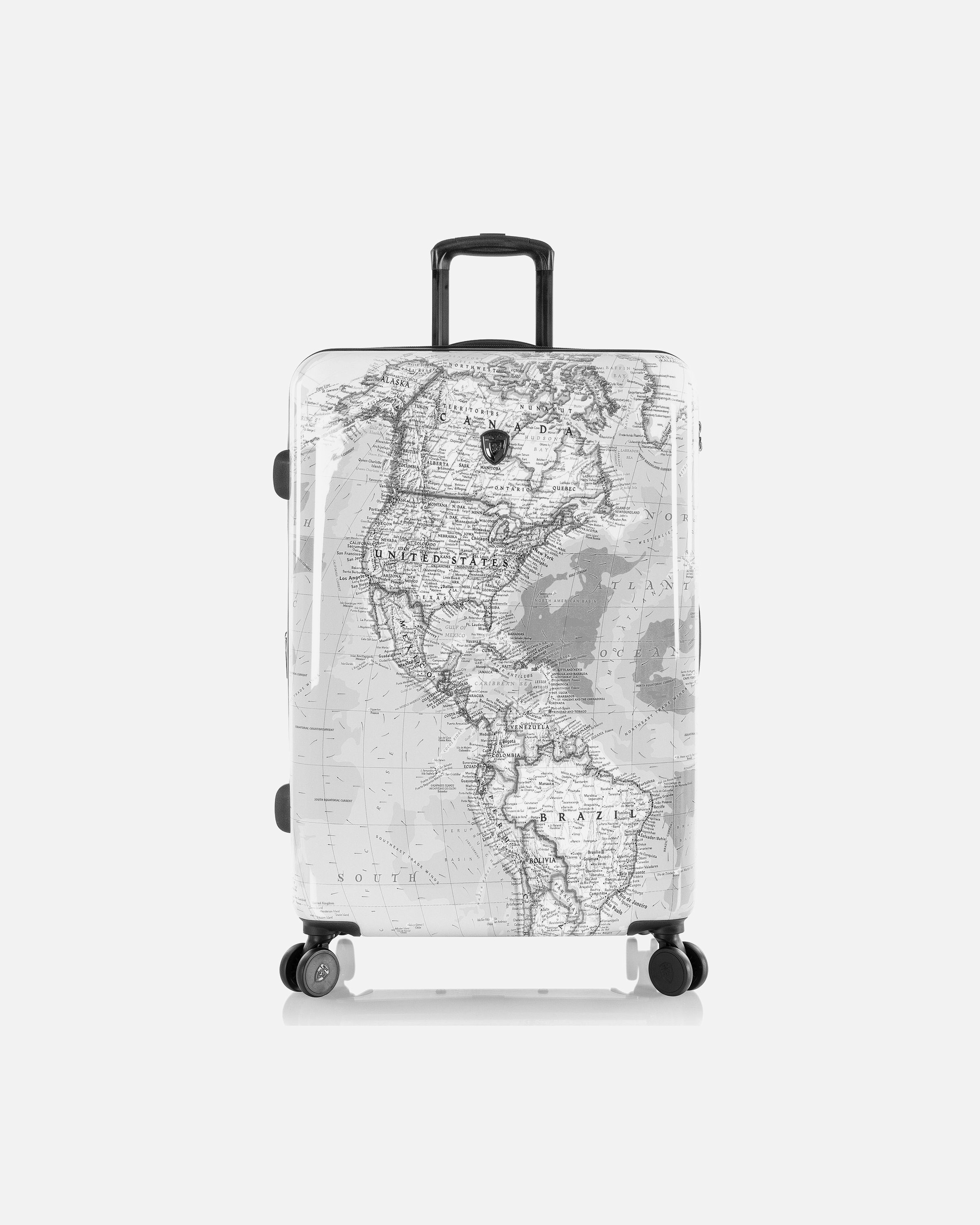 Trolley für Männlich Heys Fashion 4 Rollen Trolley L 76 cm mit Dehnfalte black-white world map