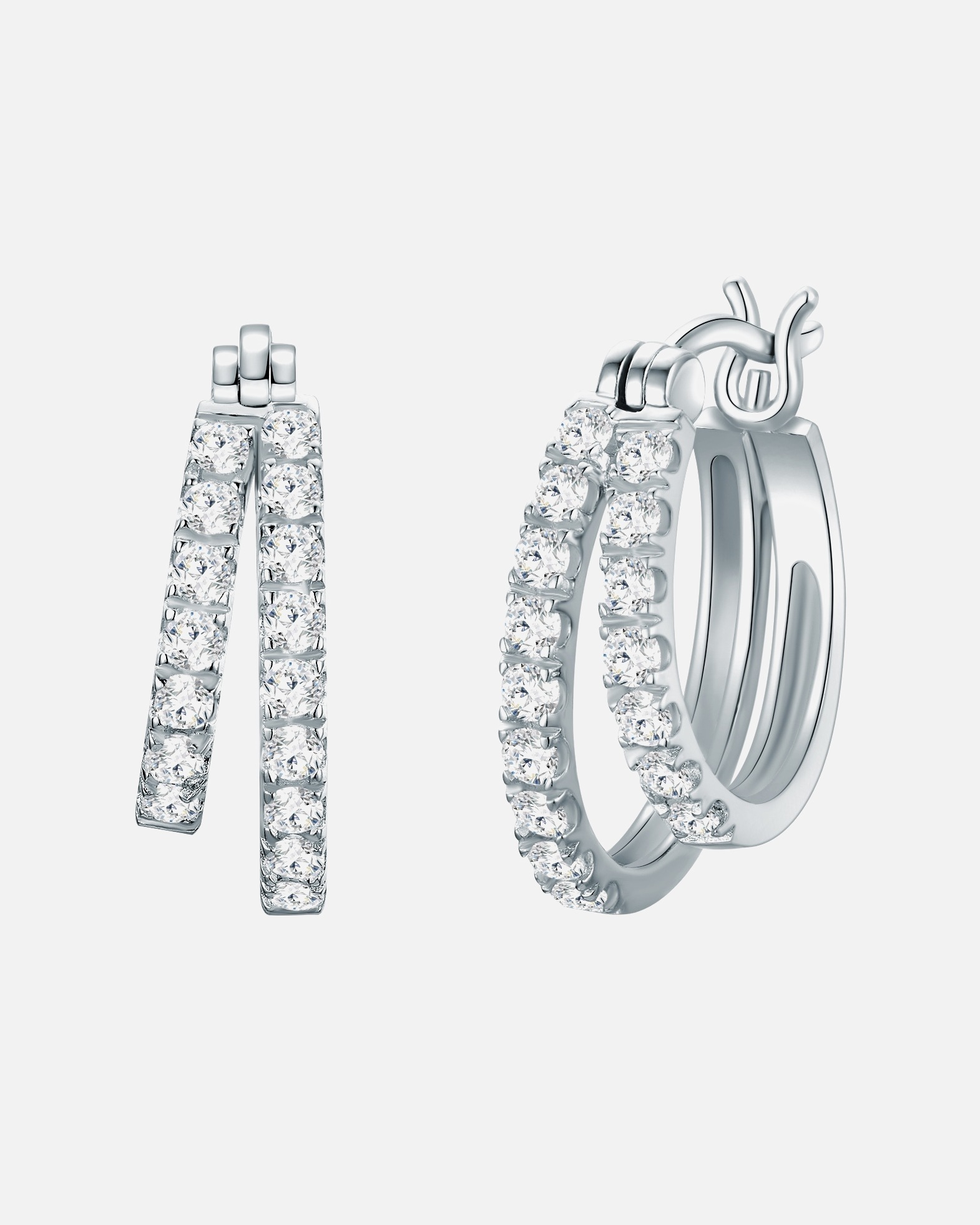 Creolen für Weiblich Trilani Creolen aus Sterling Silber in silber mit Zirkonia 22,1 mm
