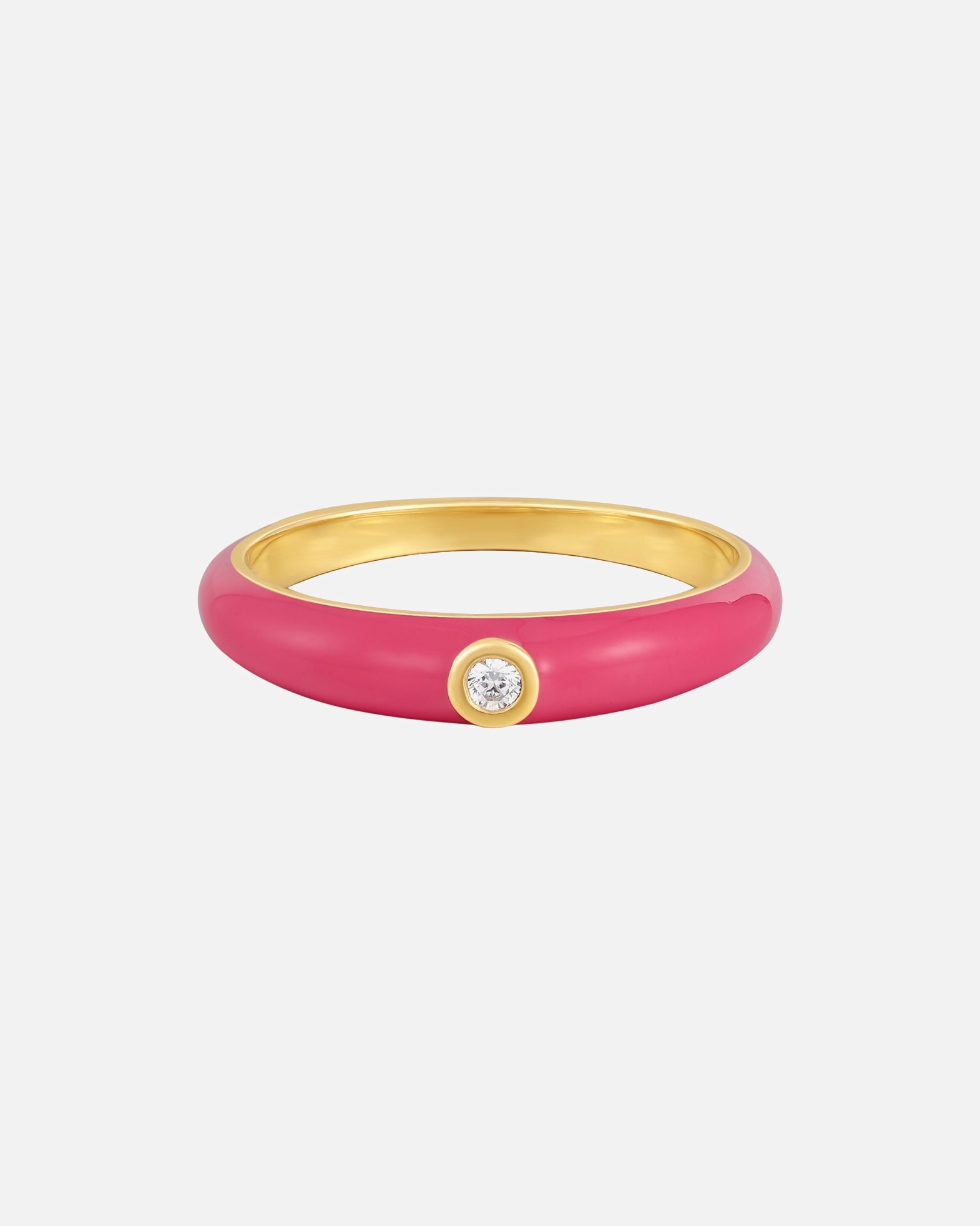 Ring für Weiblich Glanzstücke München Ring Sterling Silber gelbgold Zirkonia weiß Emaille pink 48