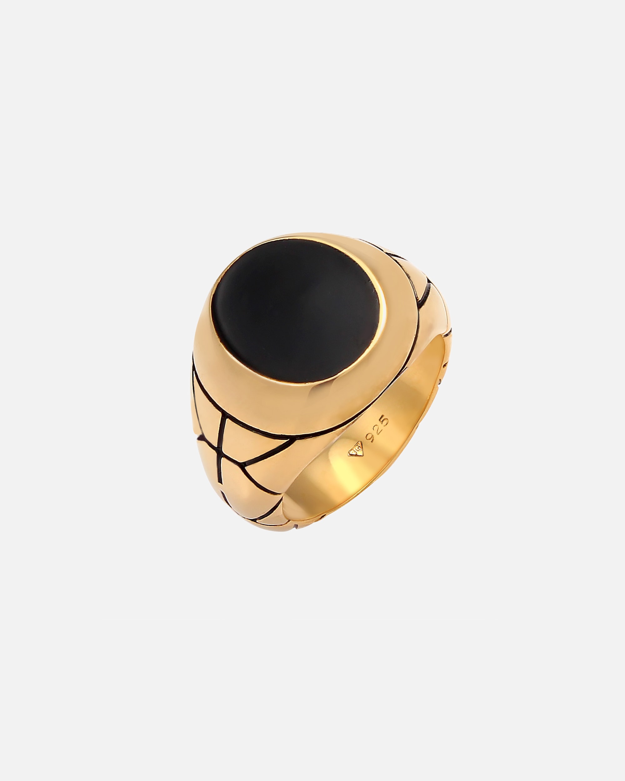 Ring für Männlich KUZZOI Basic Herren Siegelring Oval Emaille 925er Silber 64
