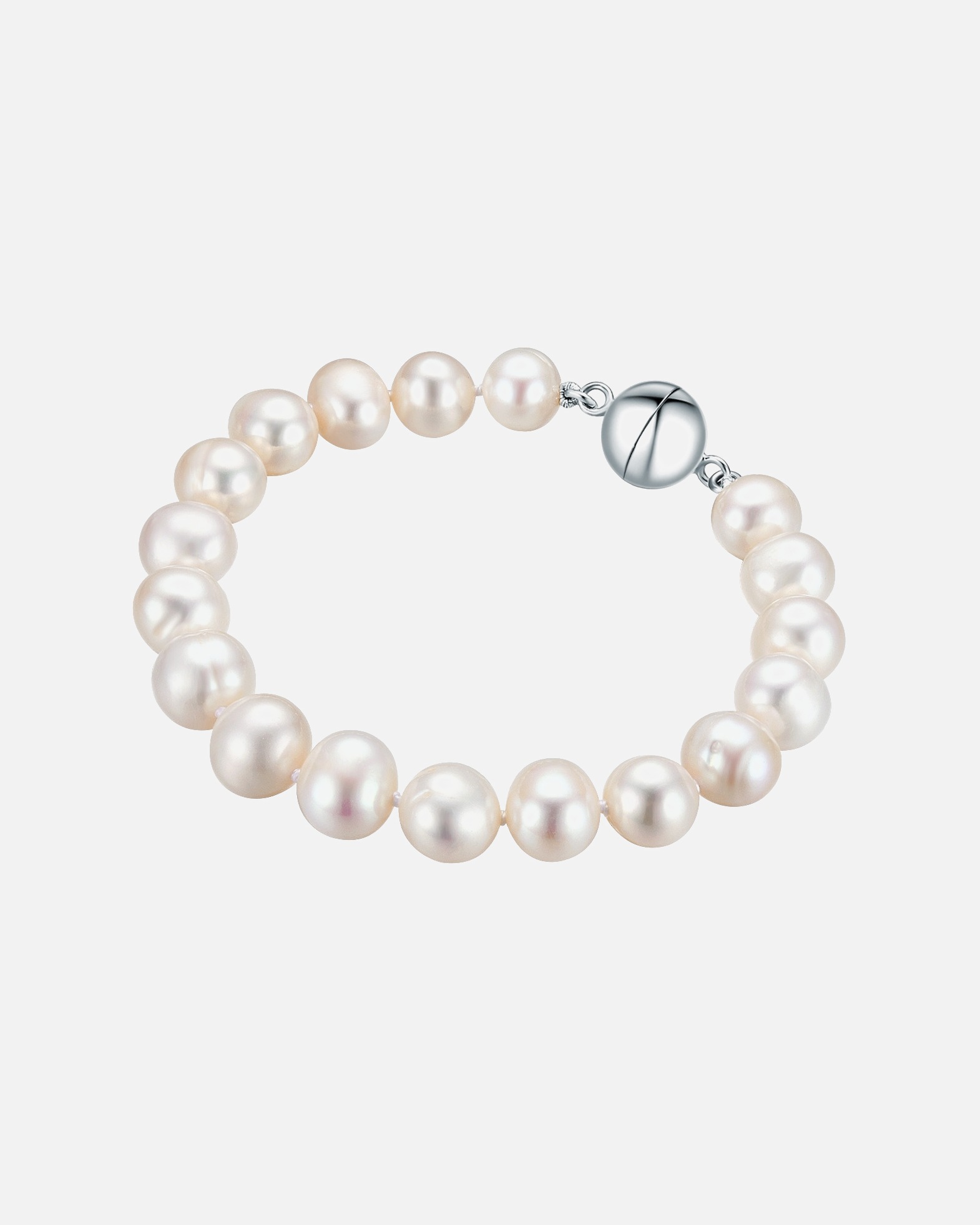Armband für Weiblich Valero Pearls Perlen-Armband Sterling Silber Süßwasser-Zuchtperle in Silber 19 cm