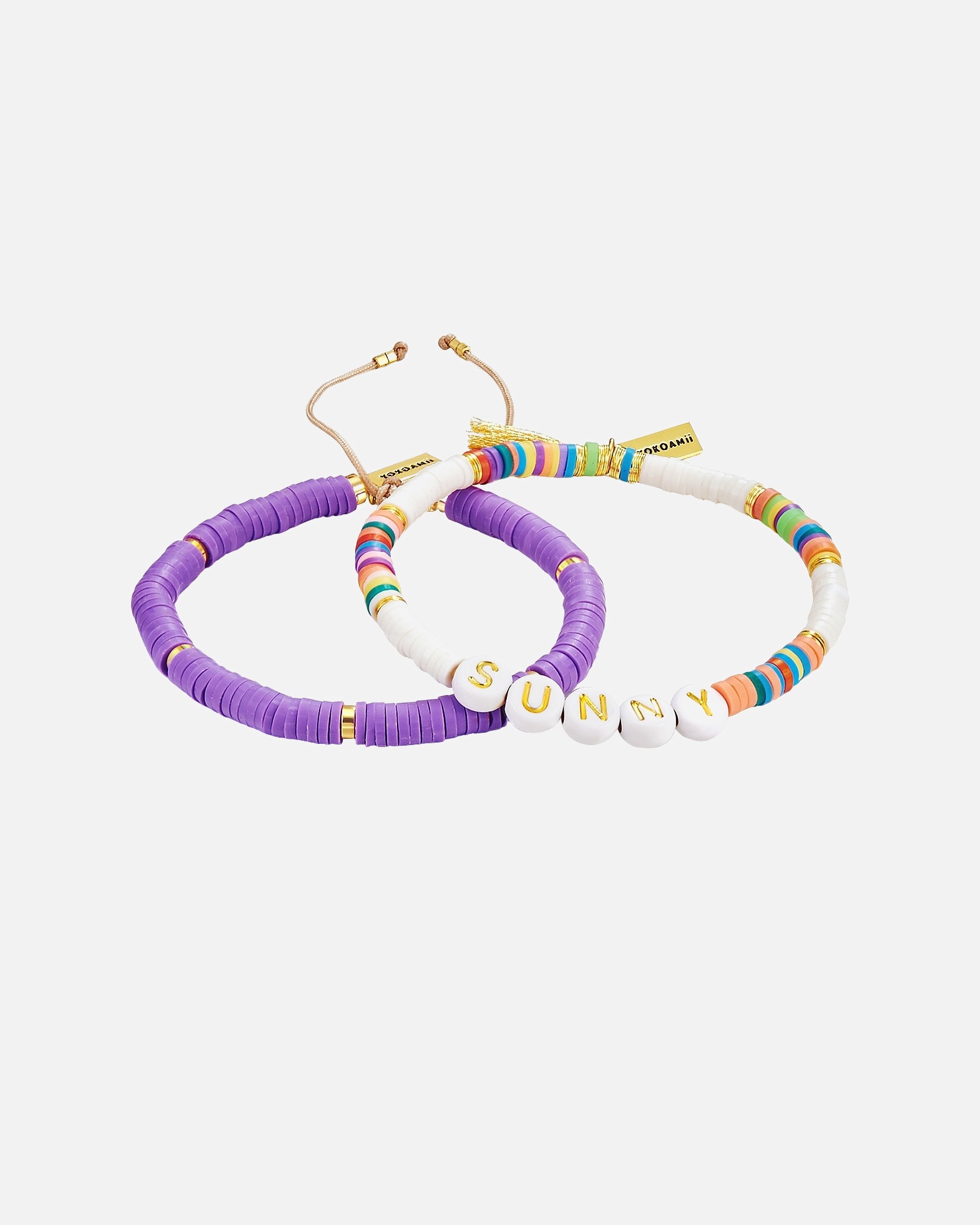 Armband für Weiblich Yokoamii Armband Sunny Edelstahl Heishi Perlen in Gelbgold 16,0 - 22,0 cm, flexibel einstellbar