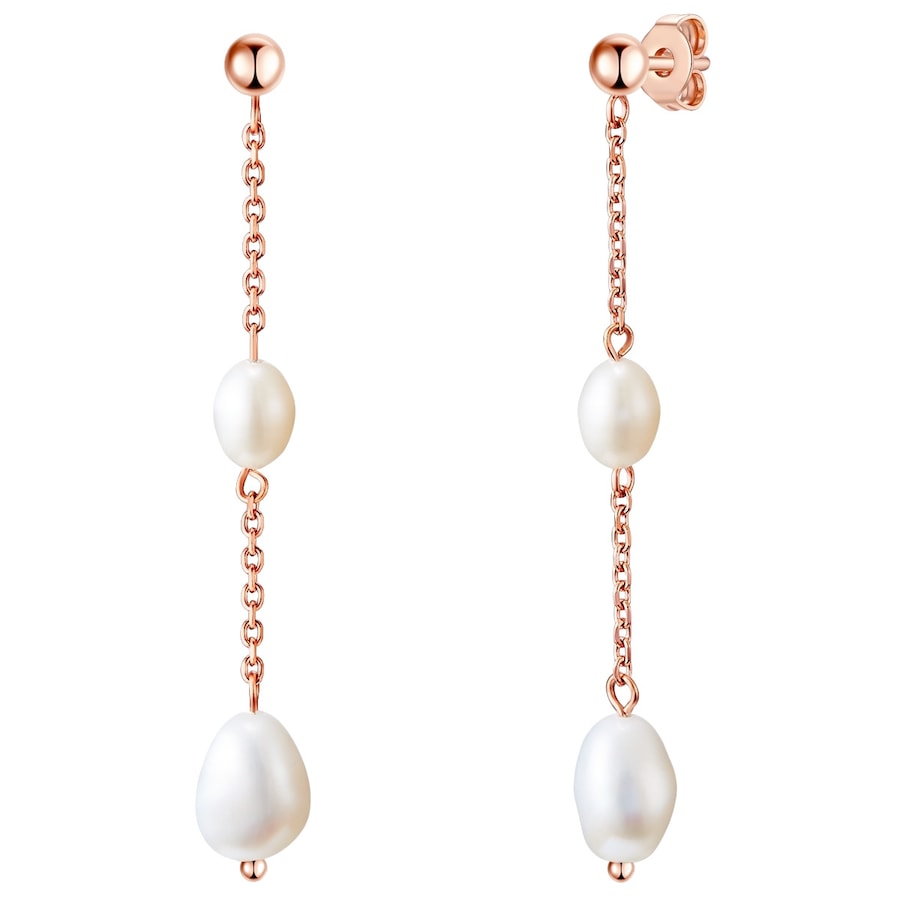 Valero Pearls Ohrhänger Edelstahl Süßwasser-Zuchtperle in Roségold 57,3 mm Damen