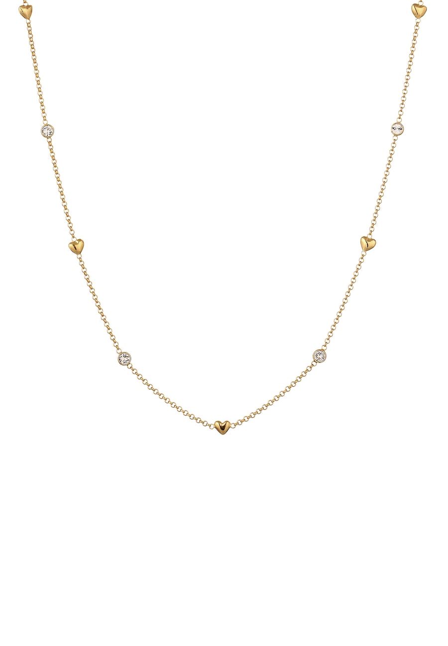 Elli Herz Weiß 925 Sterling Silber, mit Kristallen von Swarovski goldfarben Damen