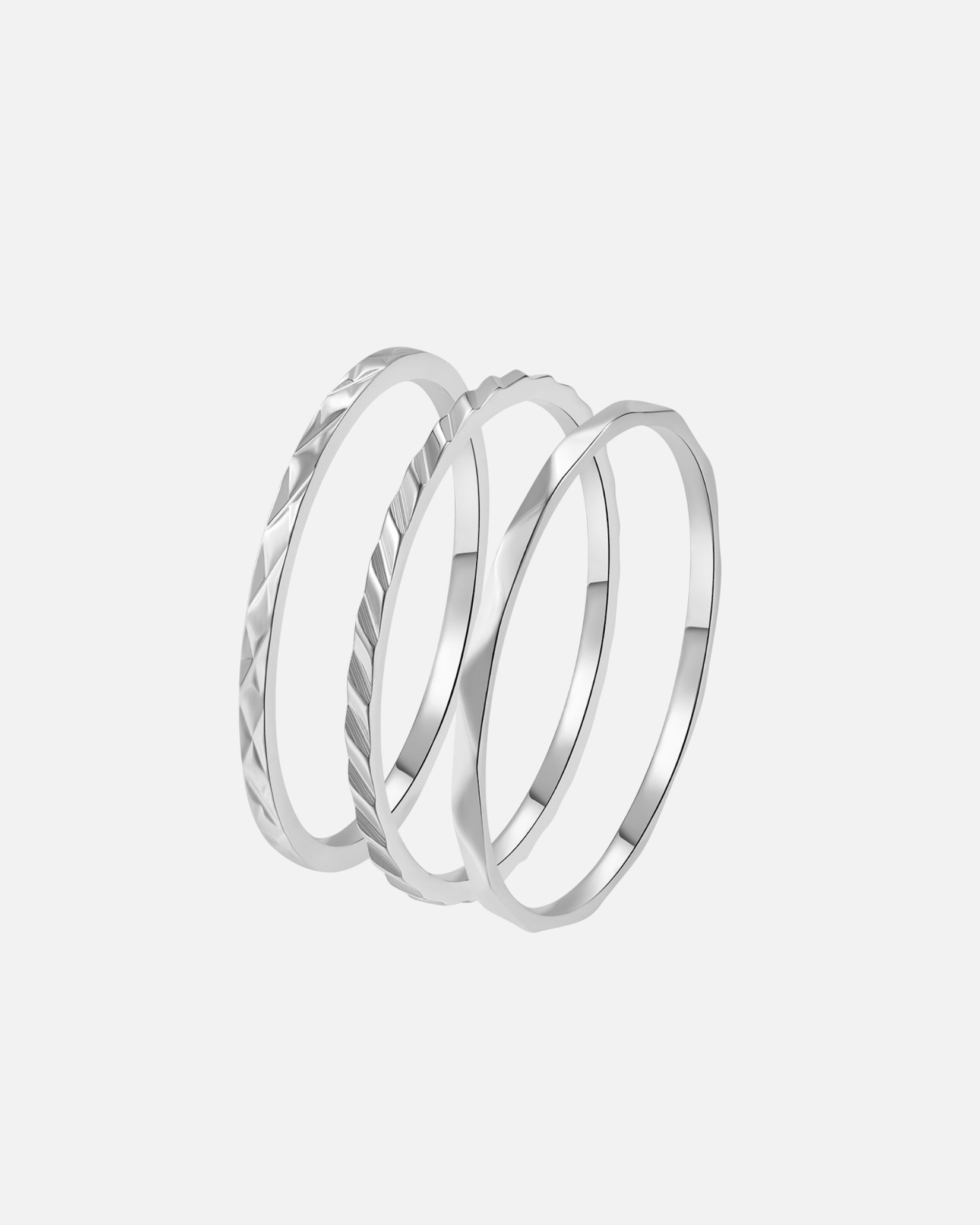 Ring für Weiblich Hey Happiness Default Brand Line Stacking Ring-Set 3-teilig Edelstahl wasserfest 52