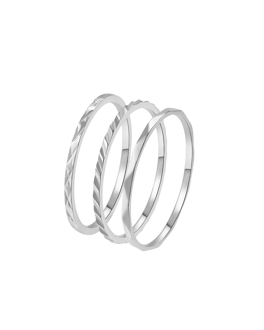 Hey Happiness Stacking Ring-Set 3-teilig Edelstahl wasserfest 52 Damen