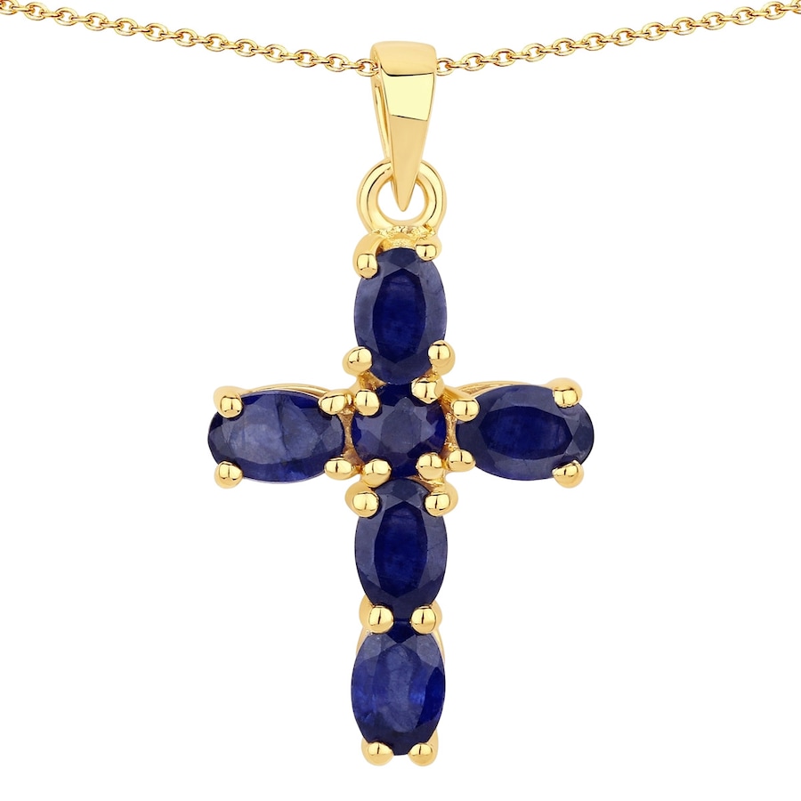 Rafaela Donata Kette Kreuz Sterling Silber Smaragd in Gelbgold Blue Damen