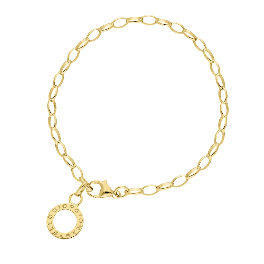 Giorgio Martello Milano Armband mit Schriftzug zum Einhängen von Charms, Silber 925 19 cm Gold Damen
