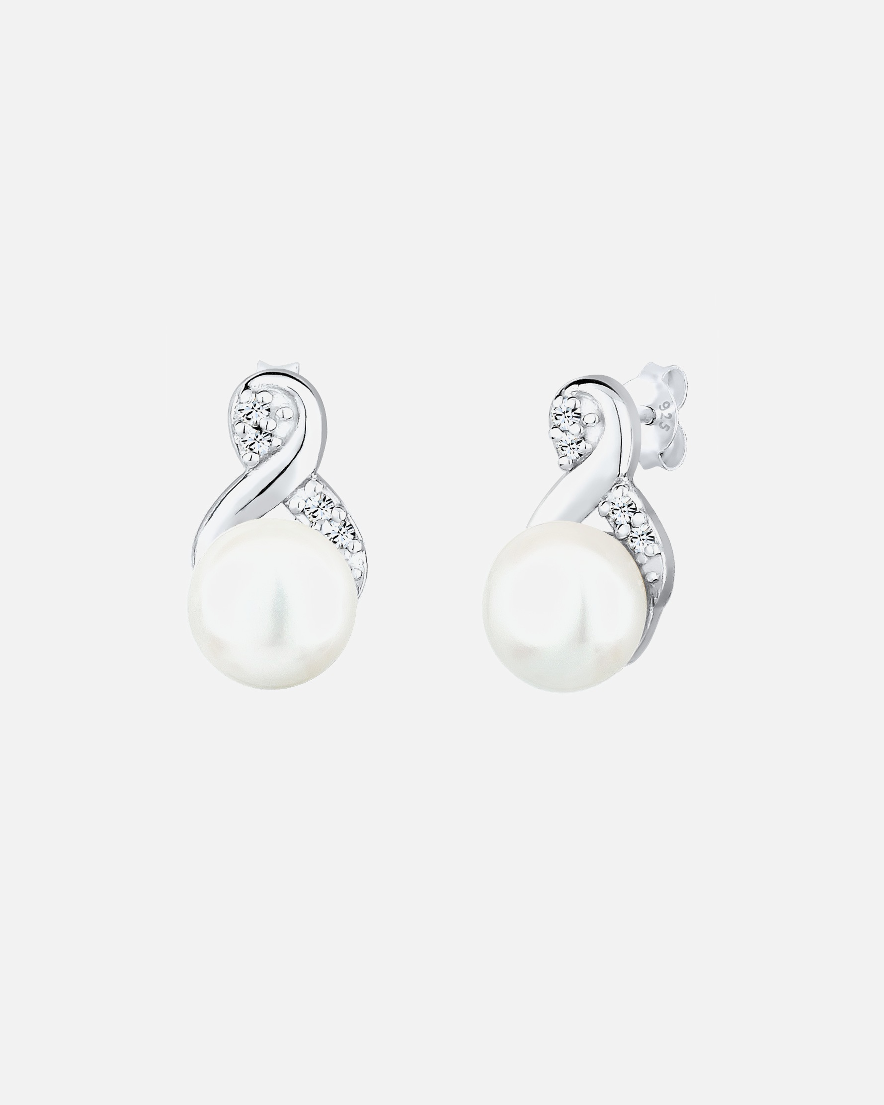 Ohrringe für Weiblich Elli Infinity Perle Kristalle 925 Silber silberfarben