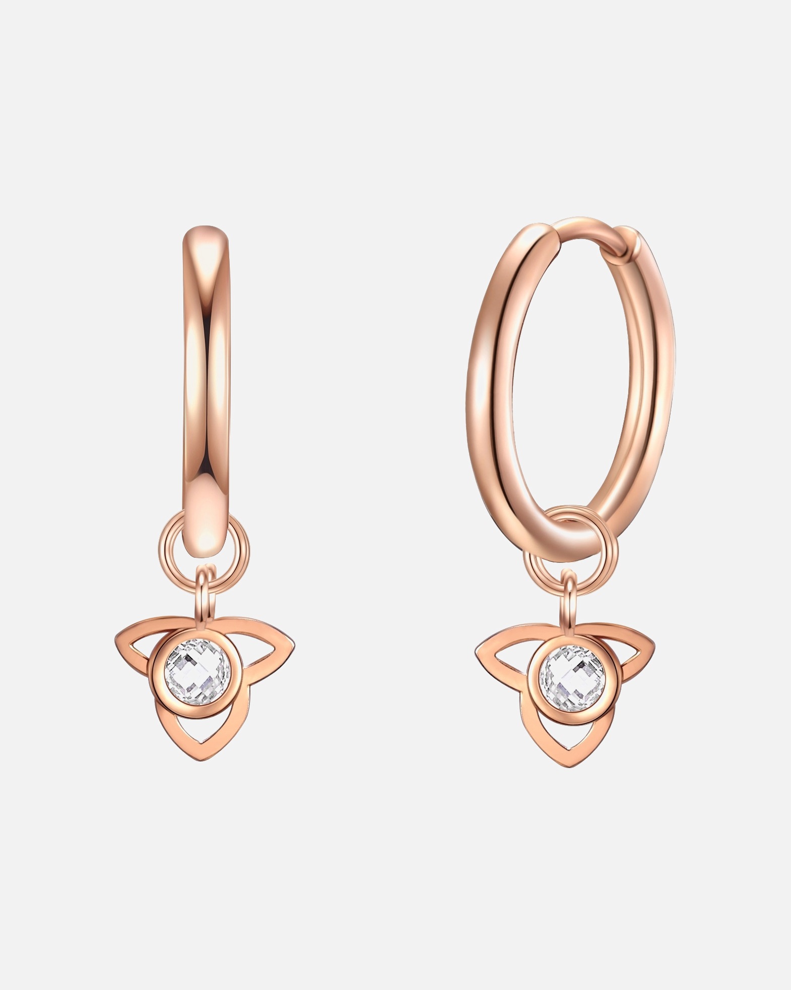 Creolen für Weiblich Eastside Creolen Lotusblüte Edelstahl Preciosa in Roségold 23,6 mm