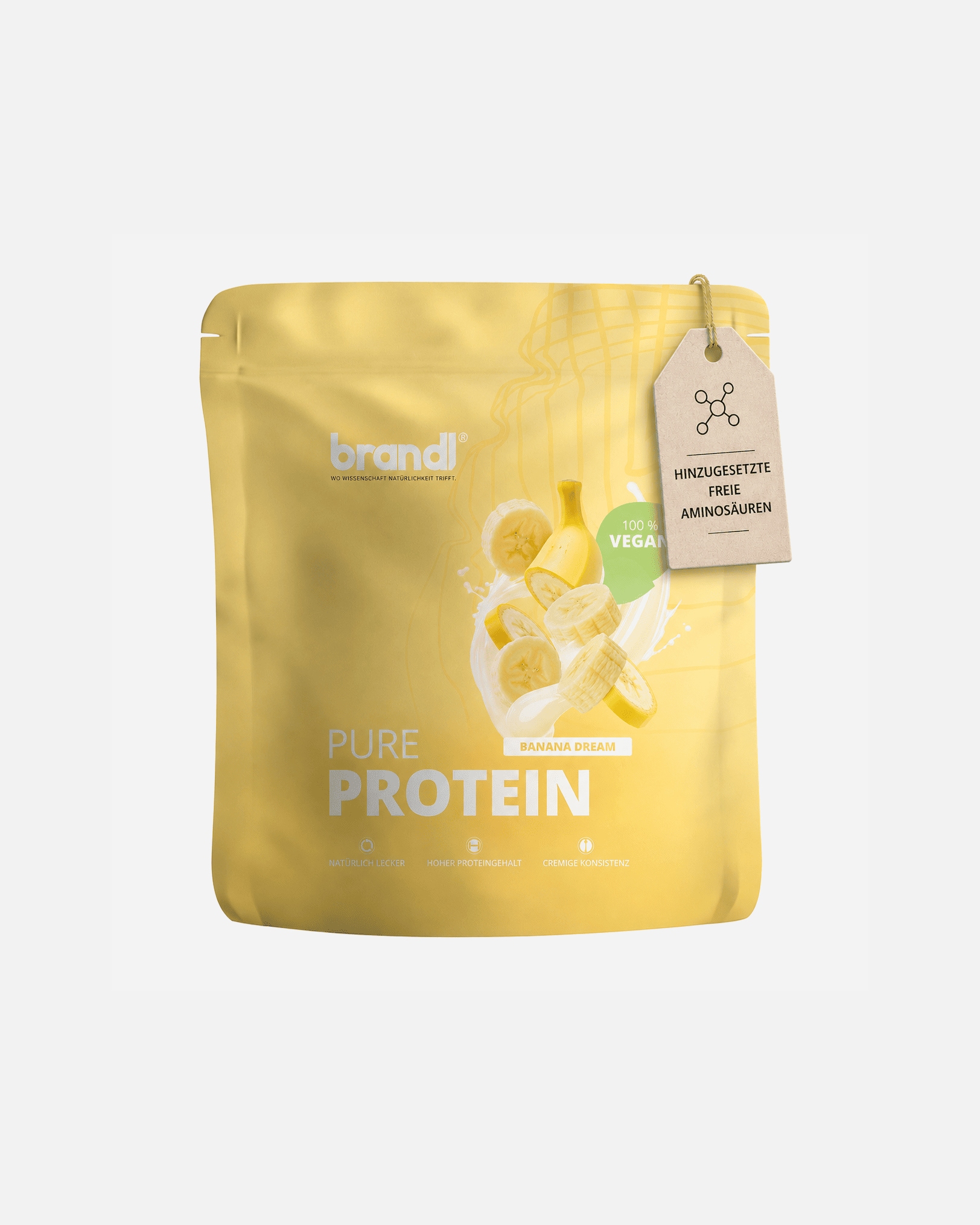 Protein & Shakes für Unisex Brandl Nutrition Protein Vegan aus 3 pflanzlichen Eiweiß-Quellen Banane