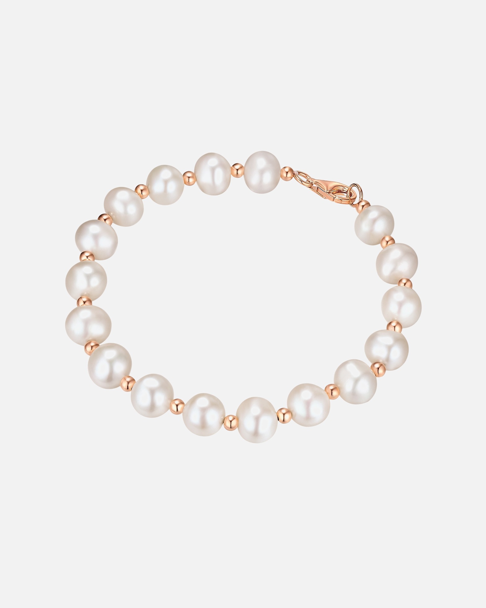 Armband für Weiblich Valero Pearls Perlen-Armband Sterling Silber Süßwasser-Zuchtperle in Roségold 19,0 cm