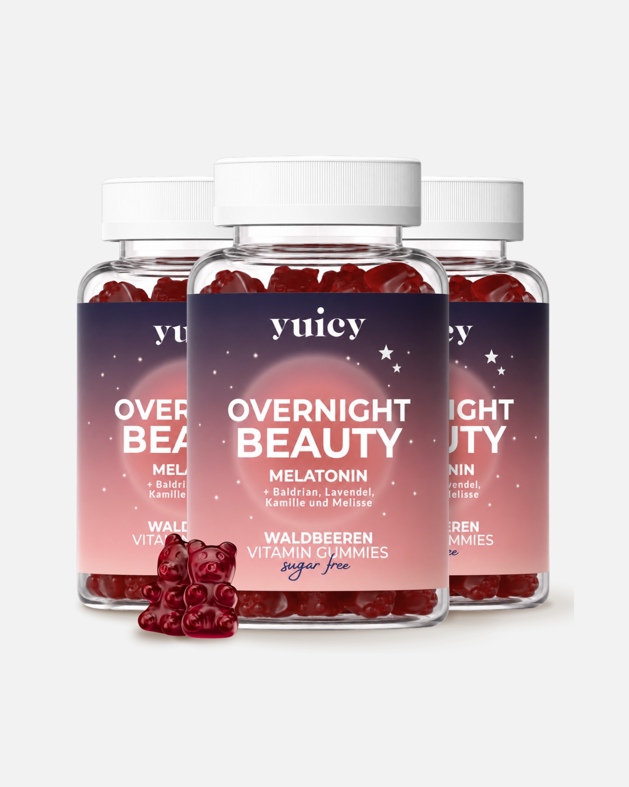 Vitamine für Unisex yuicy Overnight Beauty – Melatonin Gummibärchen für besseren Schlaf & Entspannung 3 x 60 Stk.