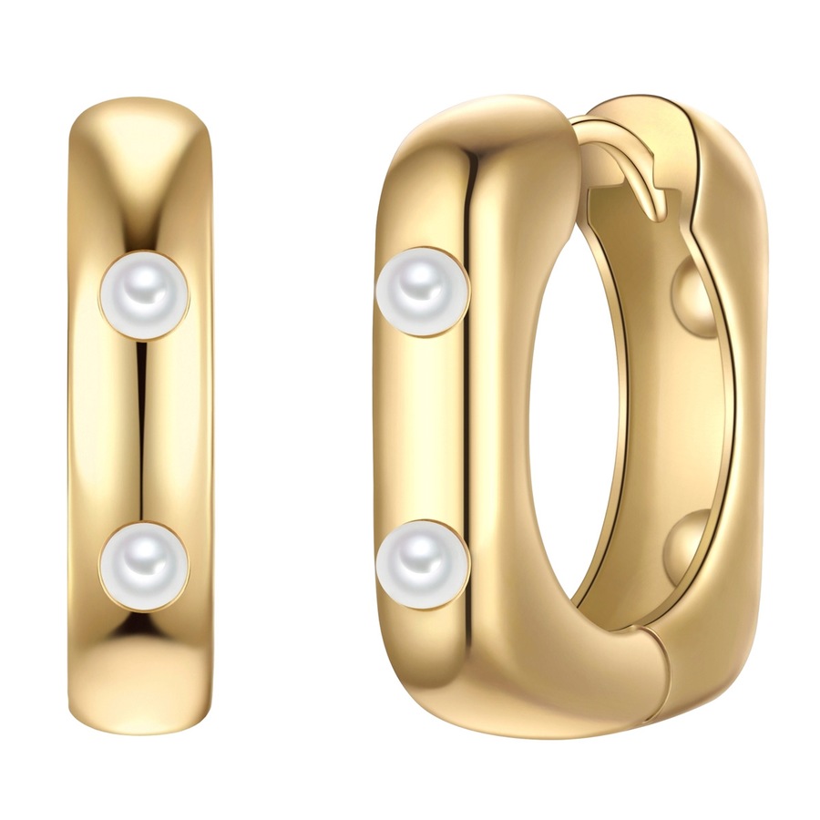 Yokoamii Creolen aus Metall-Legierung in Gelbgold mit Perle (synth.) 21,4 mm Damen