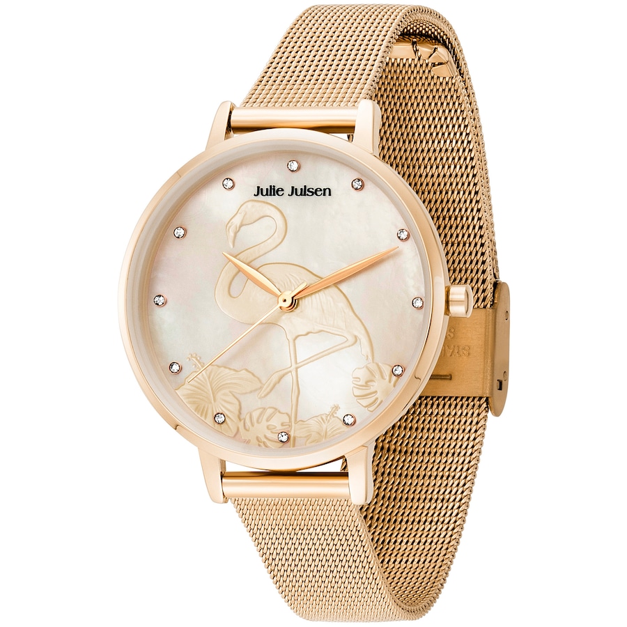 Julie Julsen Damenuhr Zirkonia Metall Quarzwerk rot (Uhren) Weiss Damen