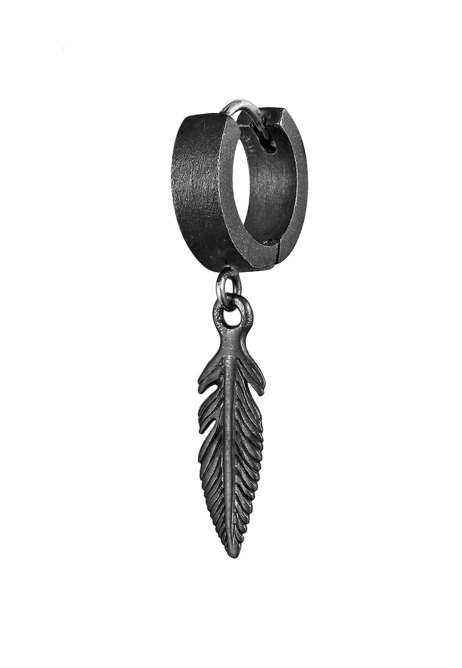 KUZZOI Creole Feder Scharnier Single 925 Silber Schwarz Herren