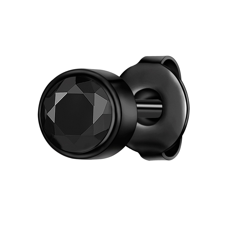 True Rebels Ohrstecker aus Edelstahl in Schwarz mit Zirkonia 5,8 mm Herren