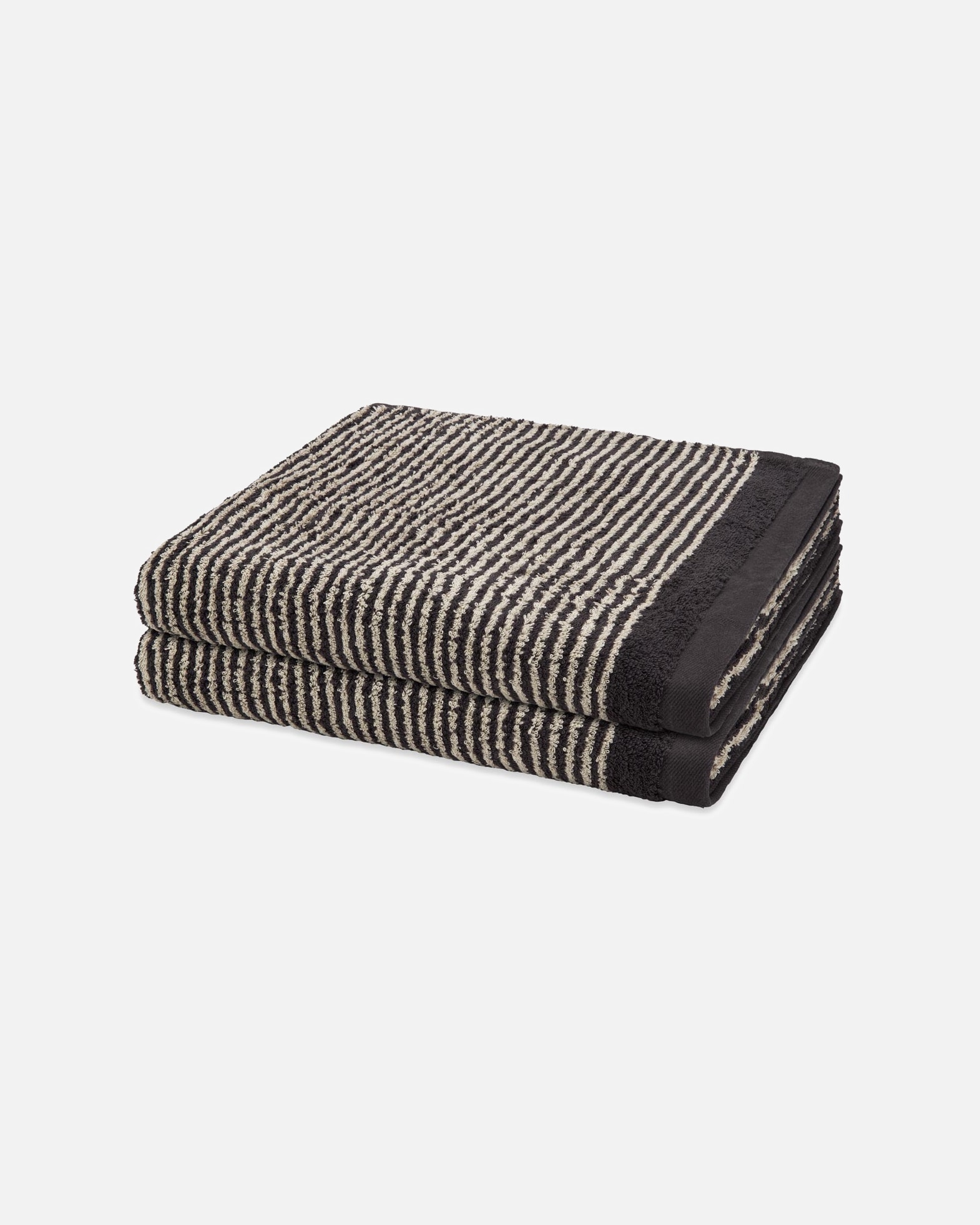 Handtuch für Unisex ROSS Duschtuch-Set Stripes (2er Set) Dunkelgrau