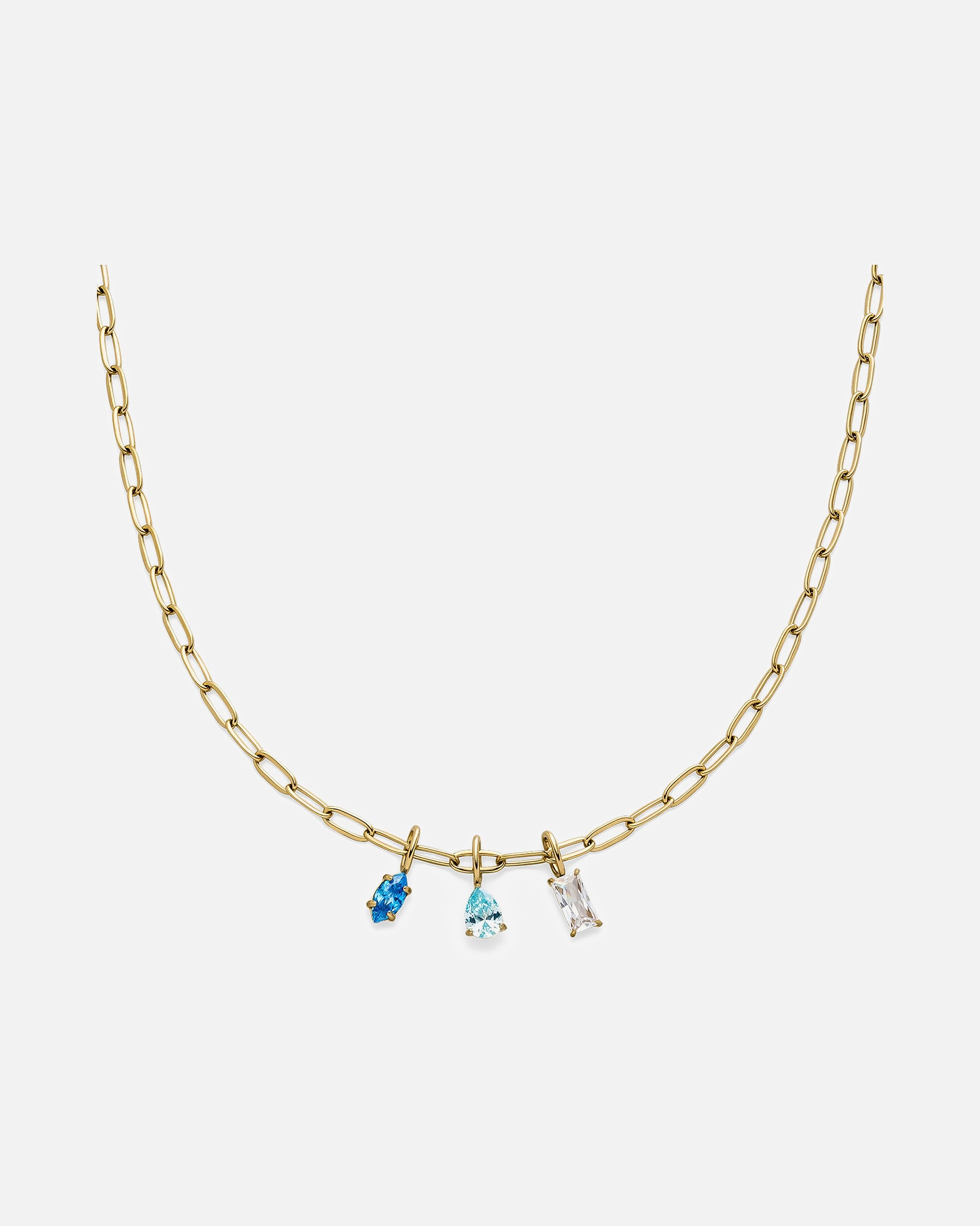 Kette für Weiblich s.Oliver Kette Edelstahl, Farbstein blau, gold