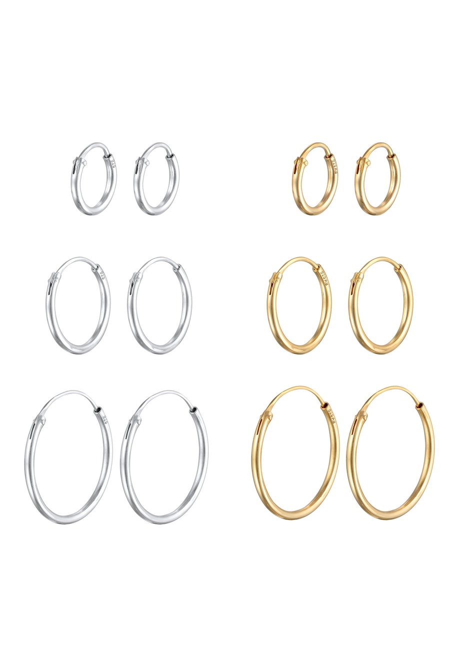 Elli Creolen Basic 6er Set 925 Silber OneSize Damen