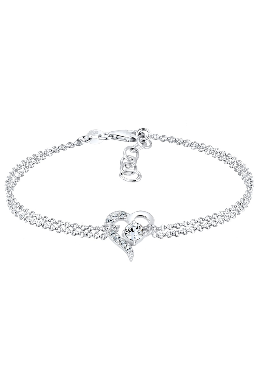 Elli Armband Herz Liebe Kristalle 925 Silber silberfarben Damen