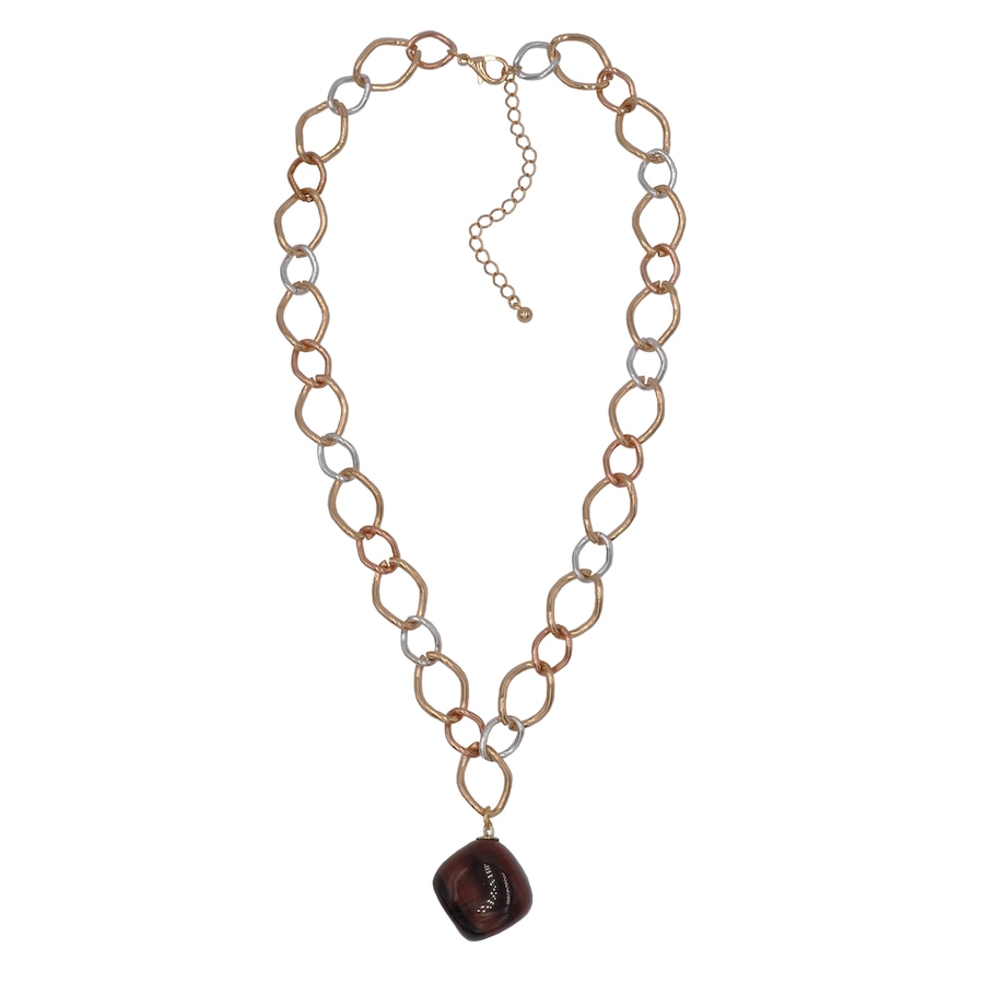 Steuer Anhänger mit Kette Metall Tigerauge braun mehrfarbig Damen