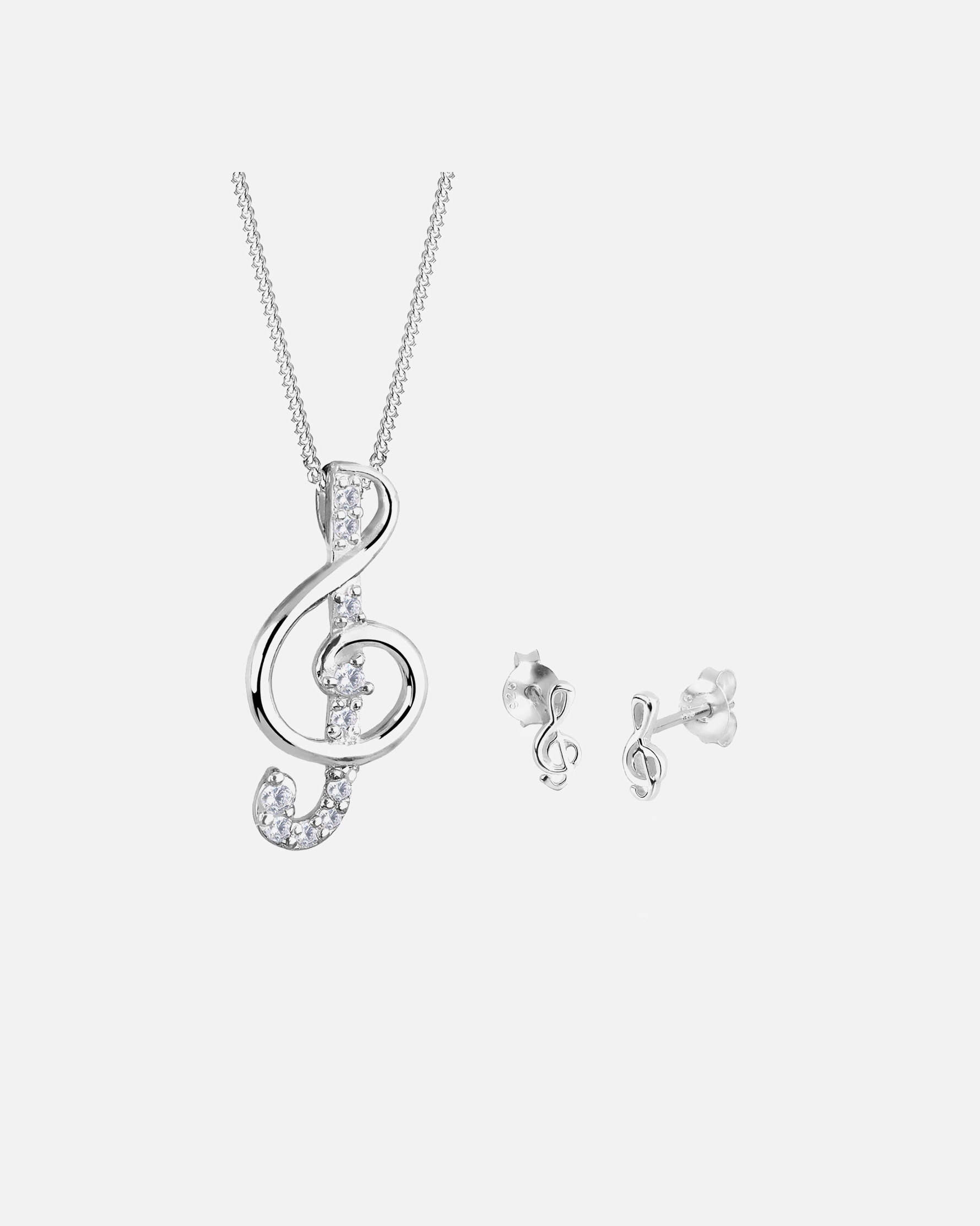 Schmuckset für Weiblich Elli Notenschlüssel Zirkonia 925 Sterling Silber silberfarben