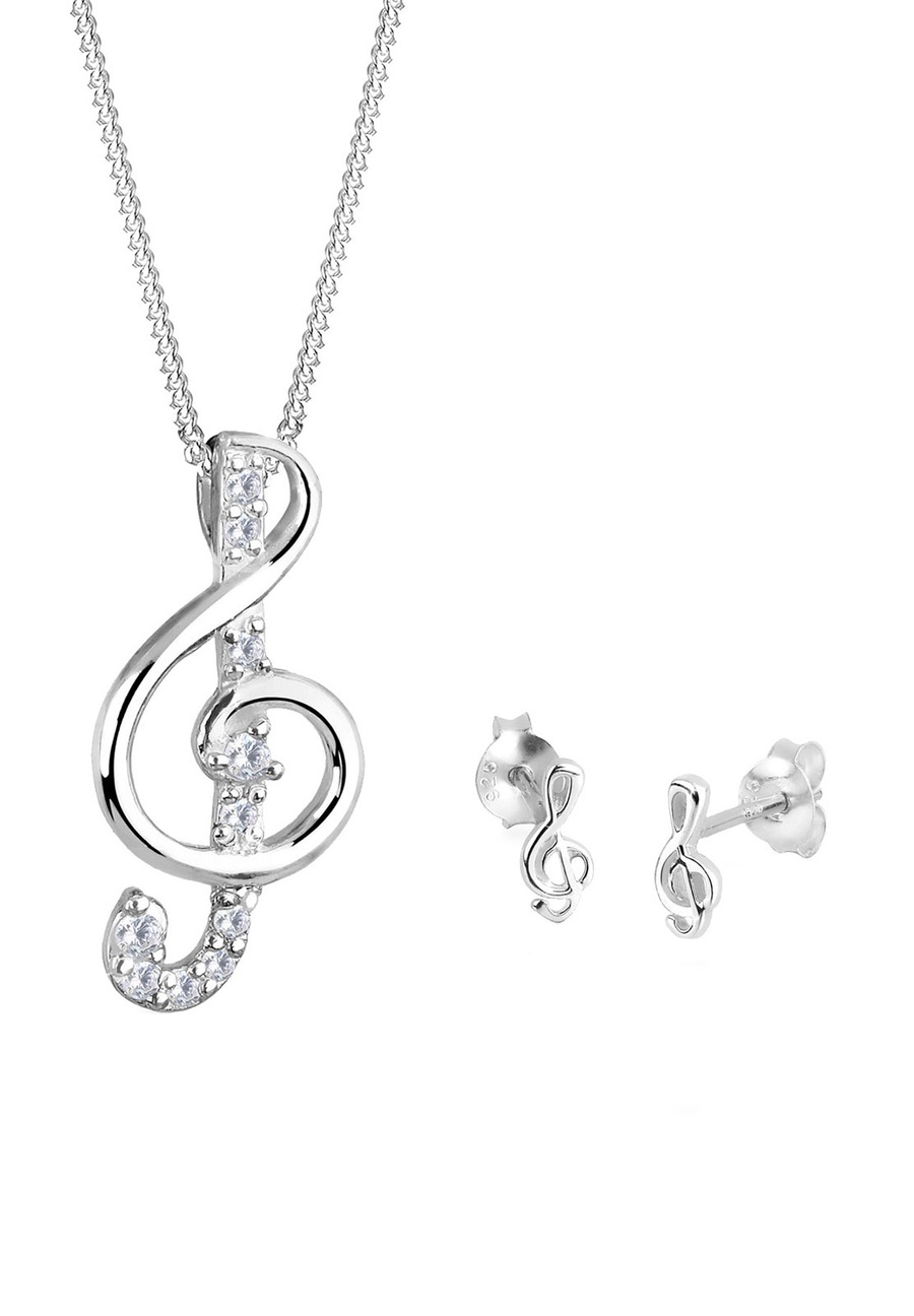 Elli Notenschlüssel Zirkonia 925 Sterling Silber silberfarben Damen