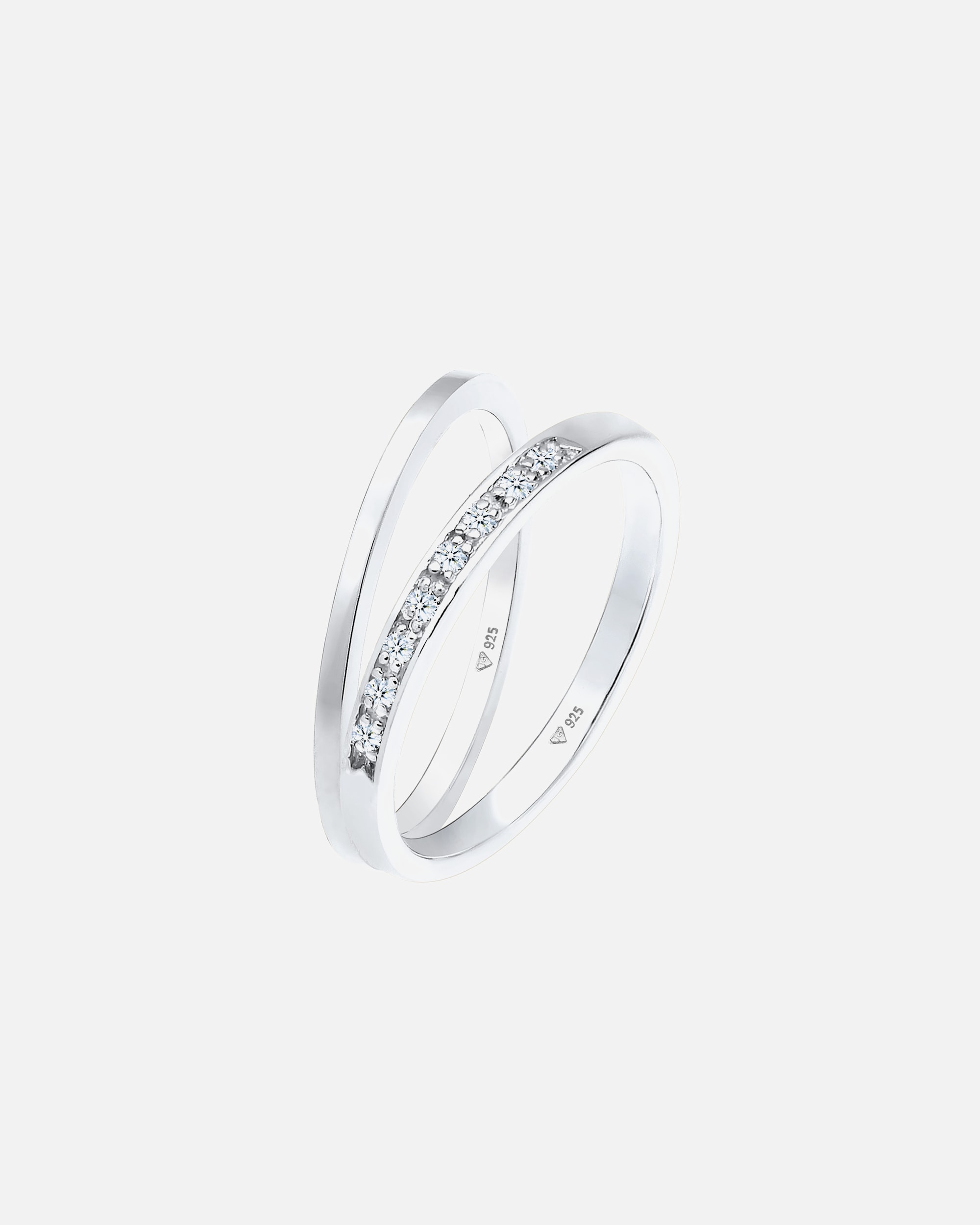 Ring für Weiblich Elli DIAMONDS Basic Memoire Diamant (0.04 ct) 2er Set 925 Silber 52