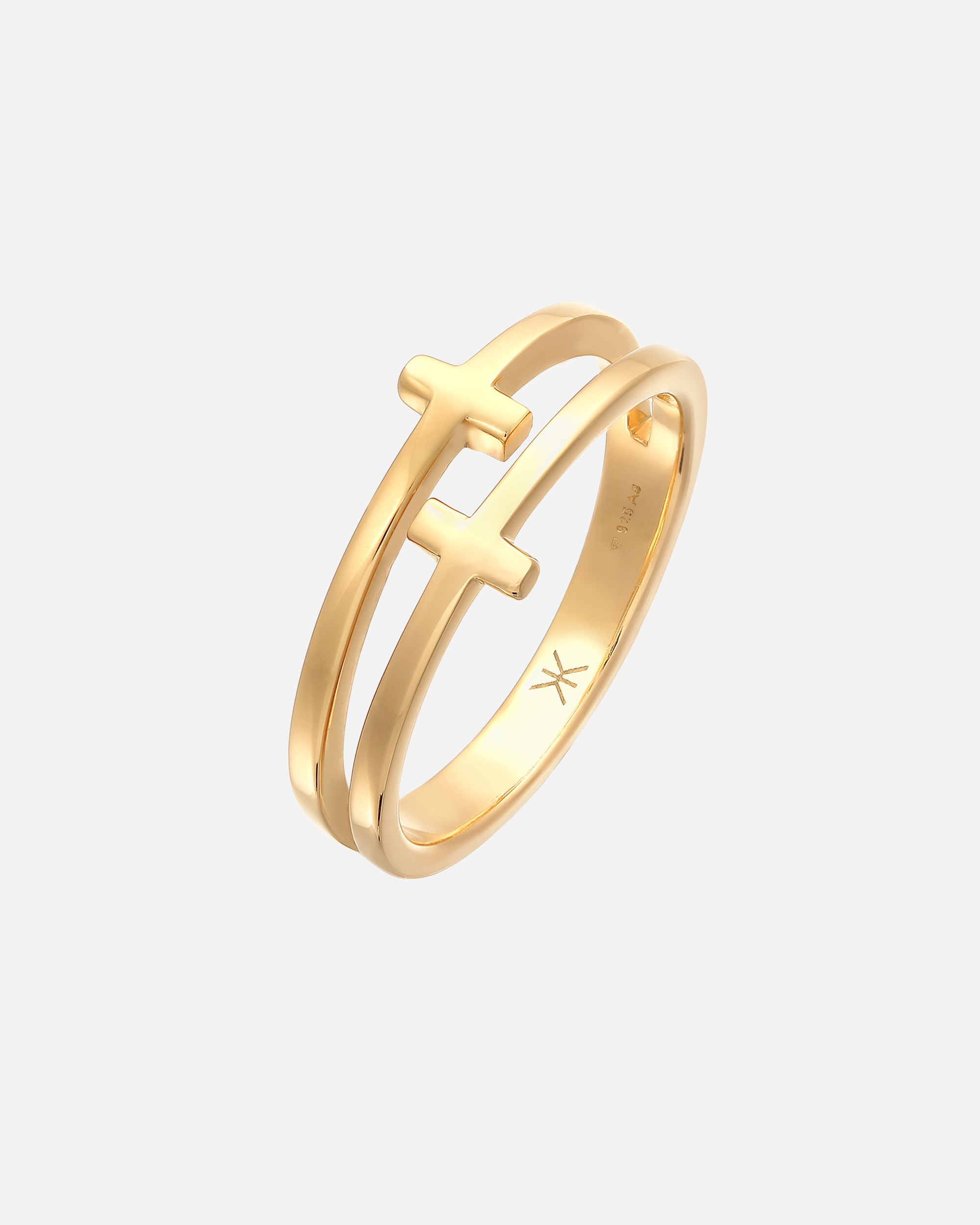 Ring für Männlich KUZZOI Herren Kreuz Double 925 Silber 64