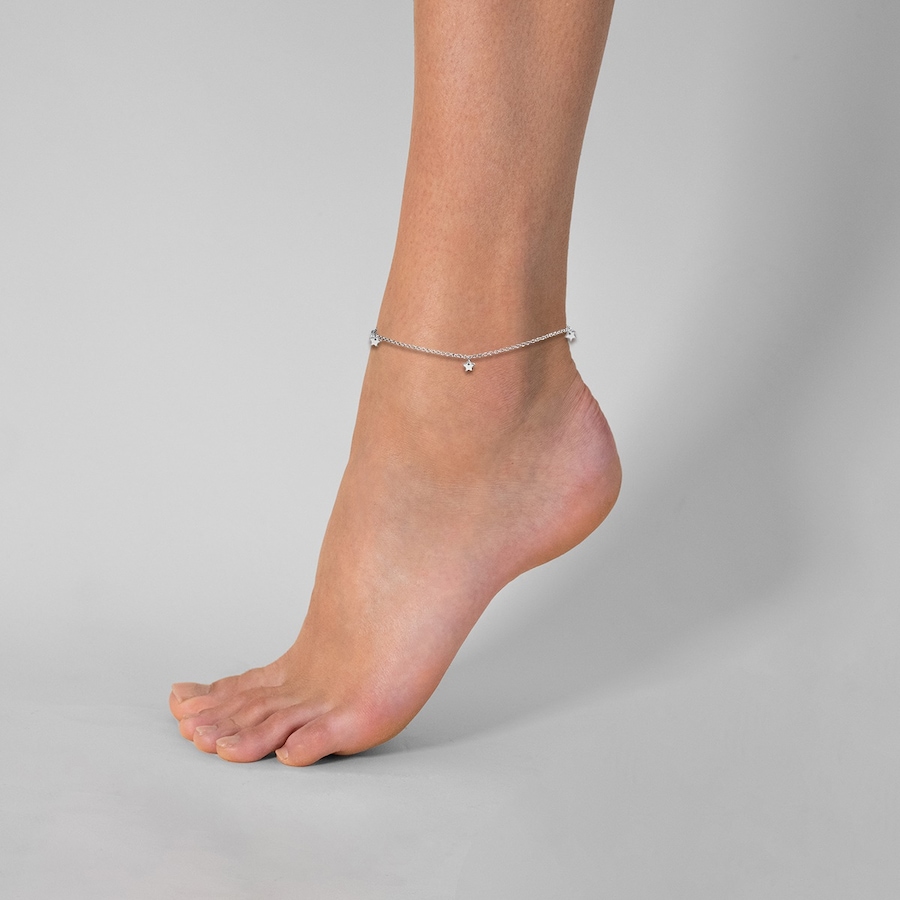 Glanzstücke München Fußkette Stern Sterling Silber in Roségold 22,0 cm Basiskette + 3,0 Verlängerung Damen