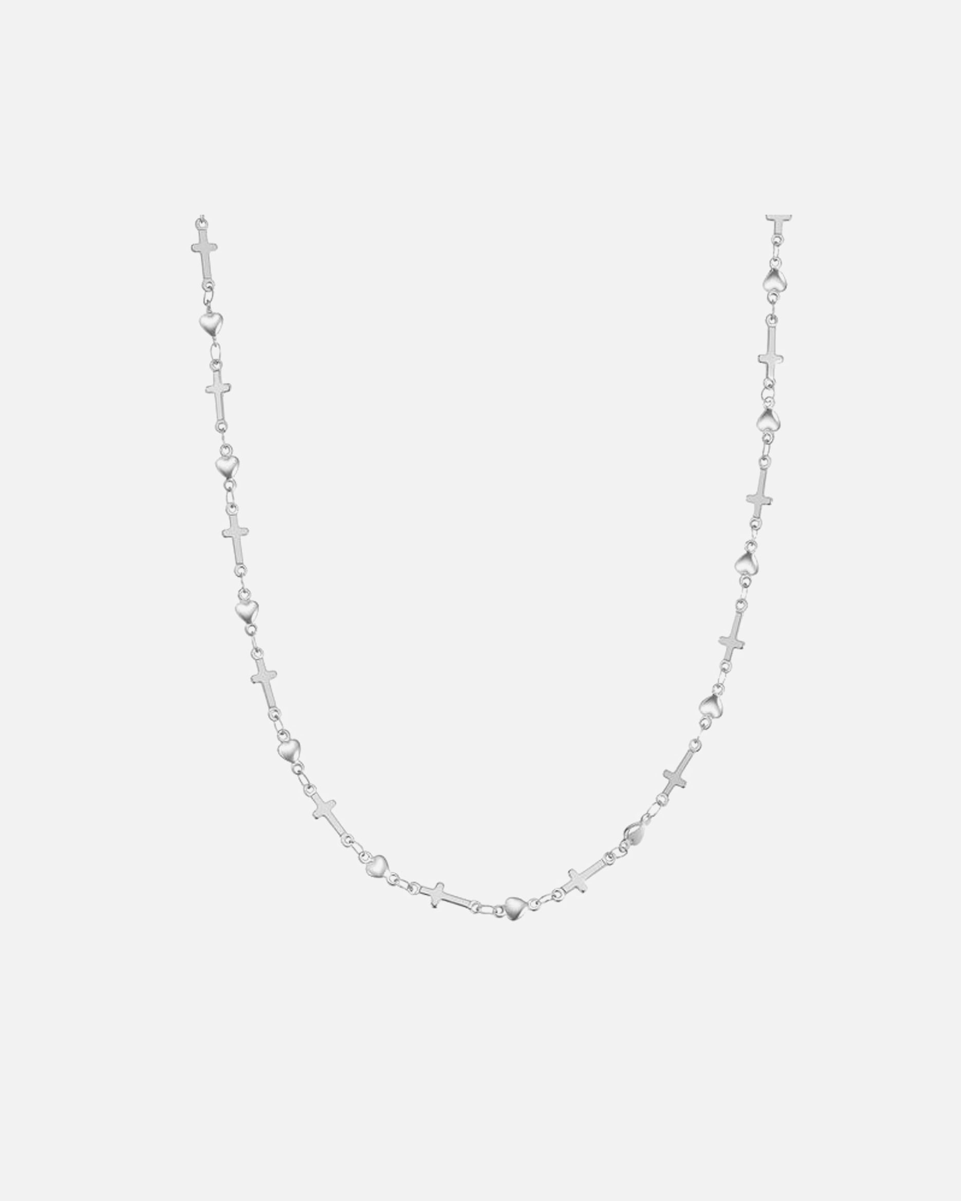 Halskette für Weiblich Hey Happiness Default Brand Line Herz & Kreuz Halskette – Edelstahl Schmuck – wasserfest Silber