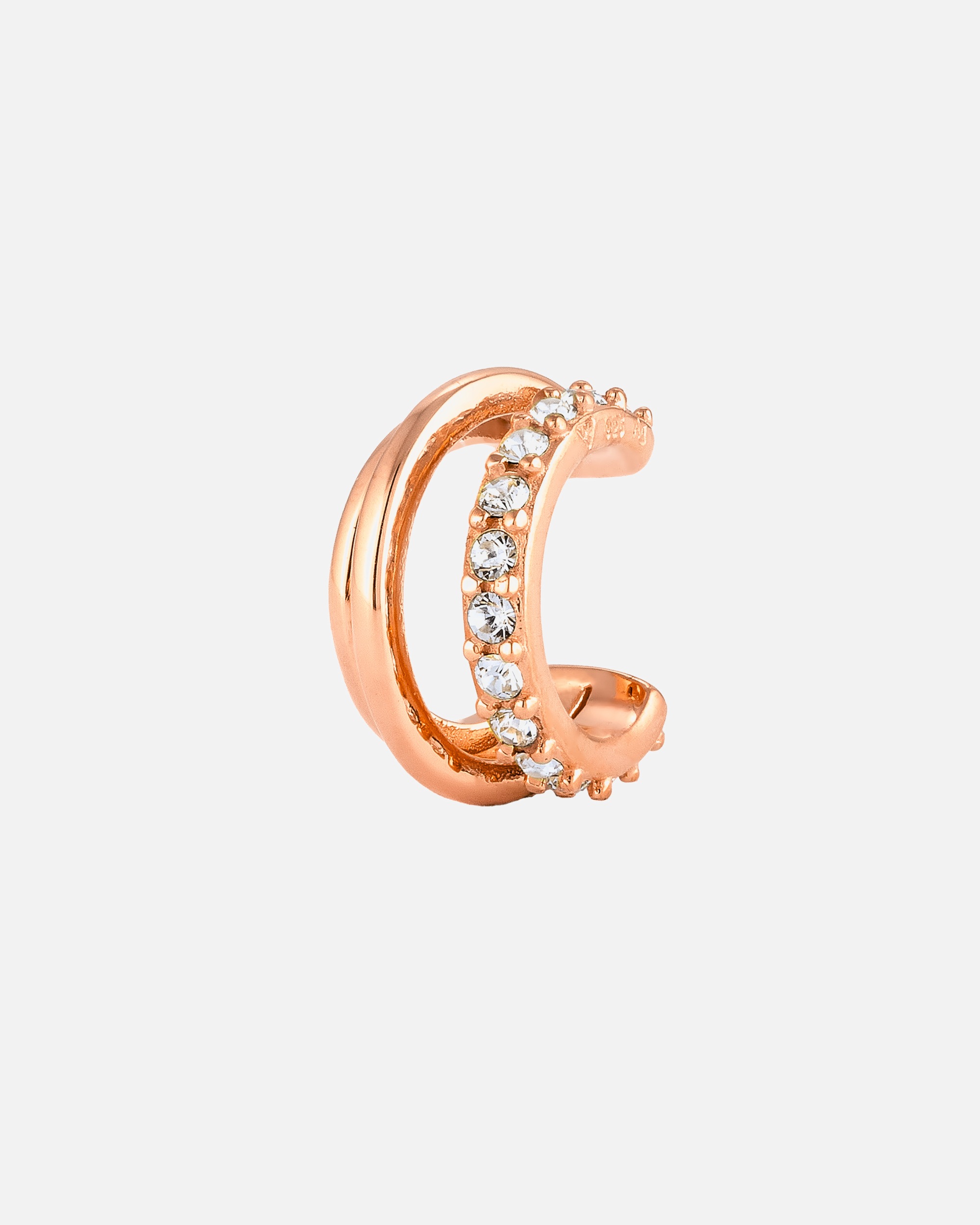 Ohrringe für Weiblich Elli Earcuff Single Weiß 925 Sterling Silber, mit Kristallen von Swarovski® rosefarben