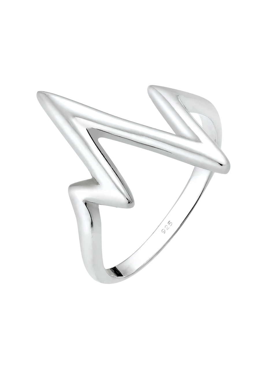 Elli Pierścień Geo Herzschlag 925 Sterling Silber 52 mm Damen