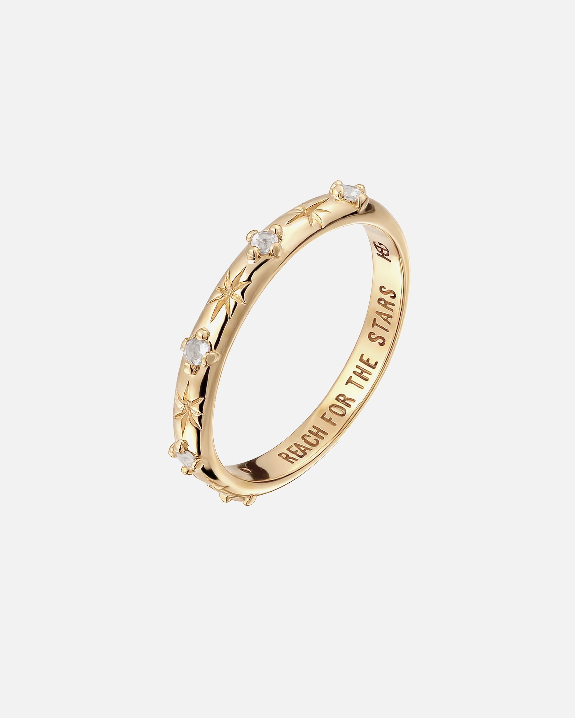 Ring für Weiblich Haze & Glory Default Brand Line Bandring Stern Mondstein Regenbogen 375 Gelbgold 54