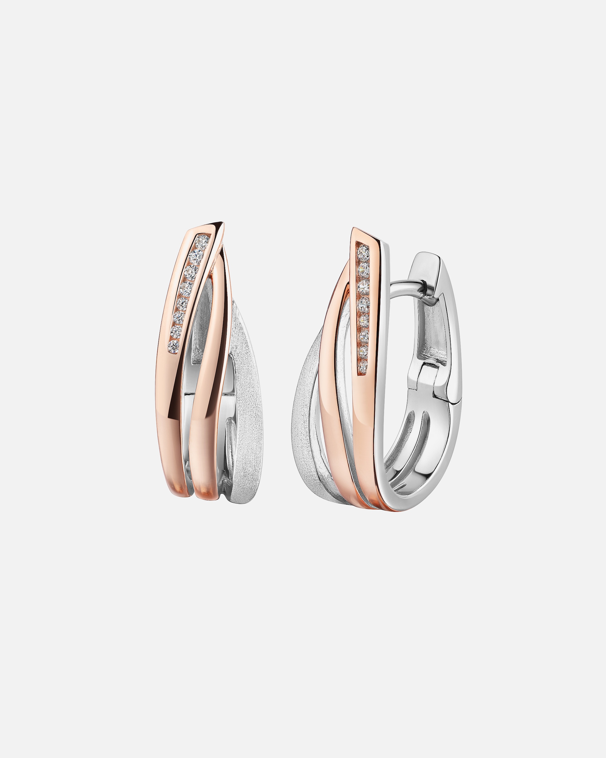 Creolen für Weiblich Zeeme Klappcreolen 925/- Sterling Silber Zirkonia weiß mehrfarbig