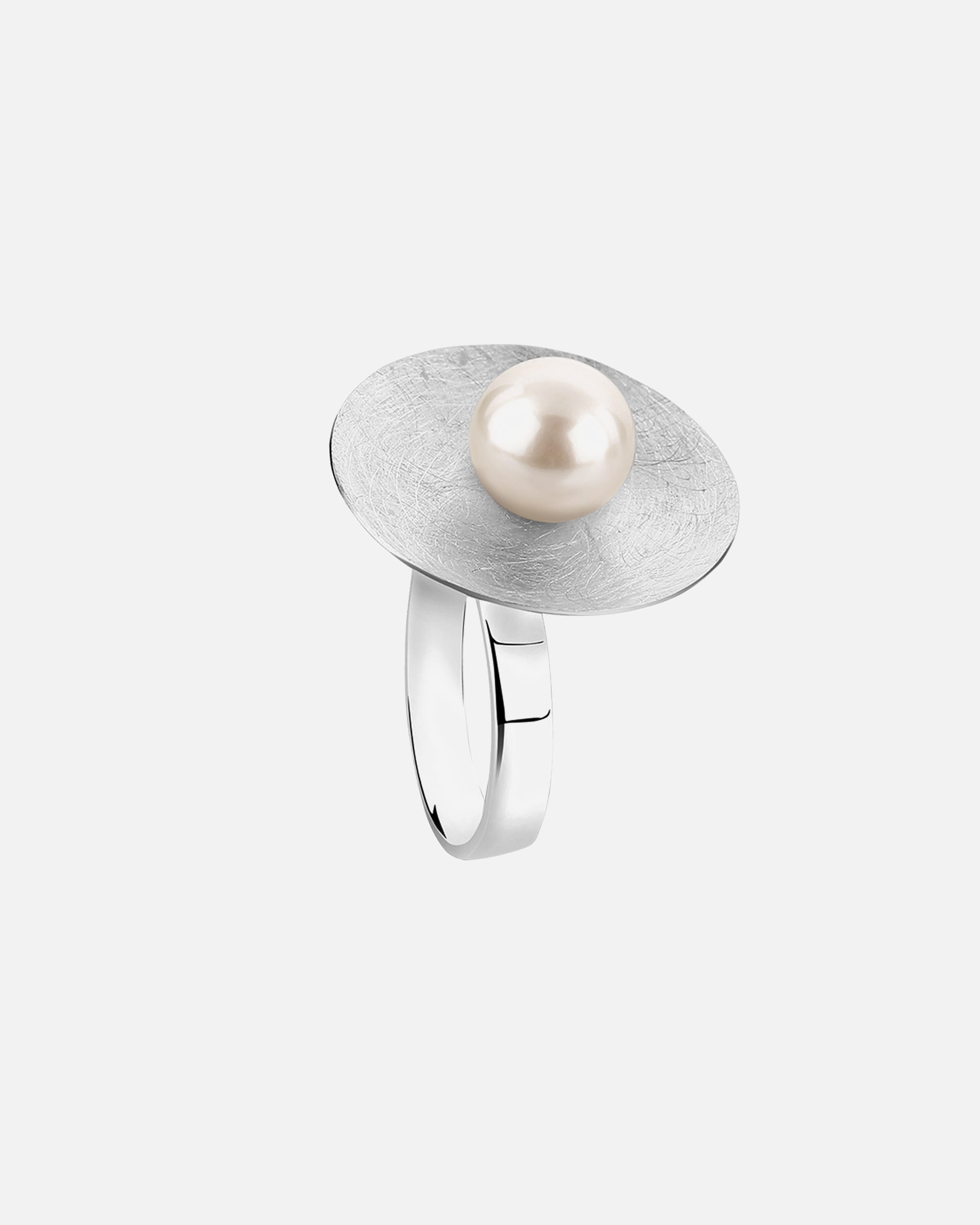 Ring für Weiblich Nenalina Kreis Muschelkernperle Gebürstet 925er Silber 58