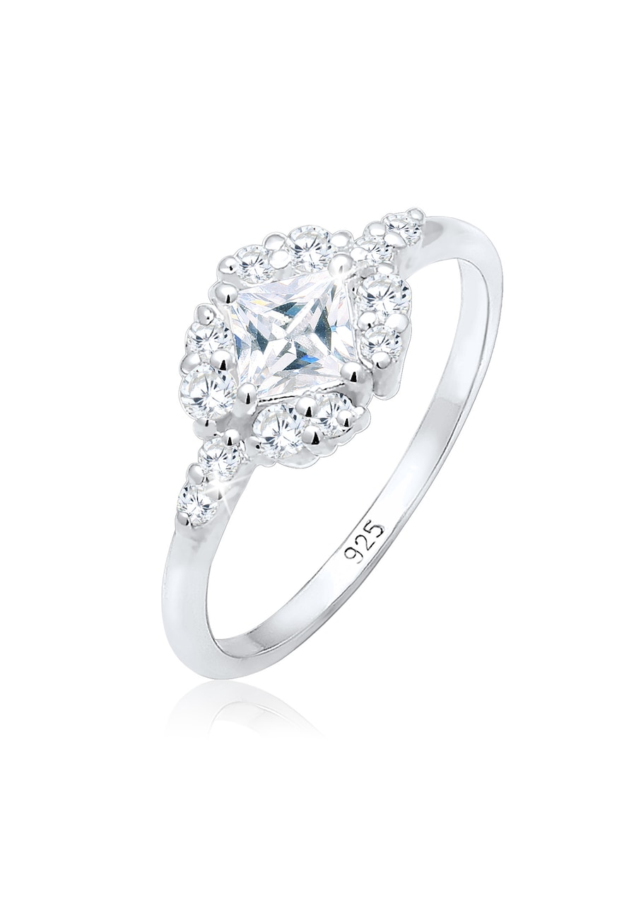 Elli PREMIUM Verlobung Zirkonia Steine Romantisch 925 Silber 52 Damen