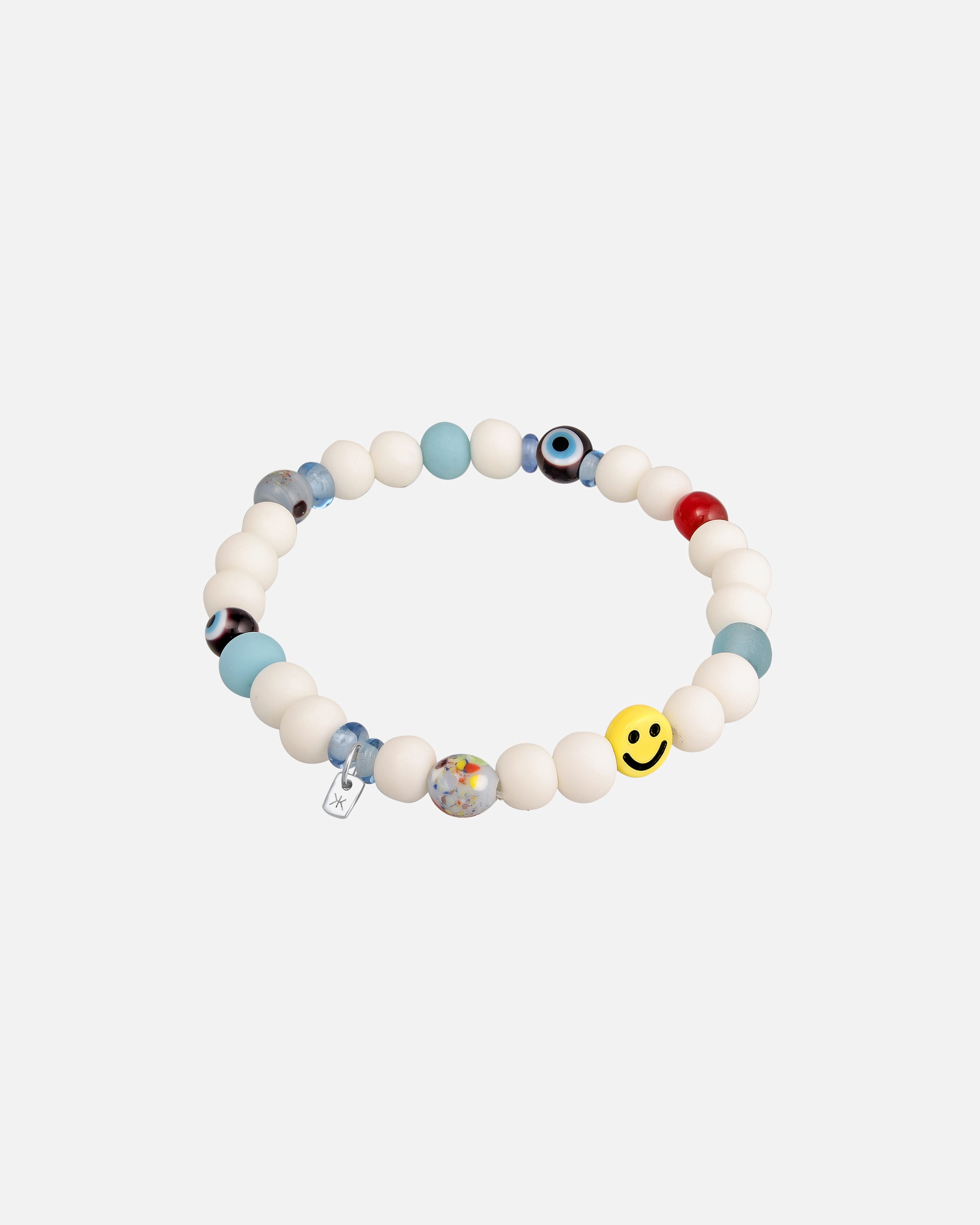 Armband für Männlich KUZZOI mit Smiling Face Bead Glas Harz Perlen 925 Silber 23