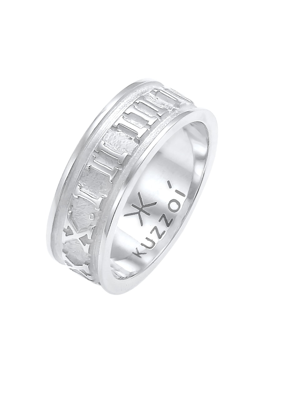 KUZZOI Herren Bandring Römische Zahlen 925 Silber 66