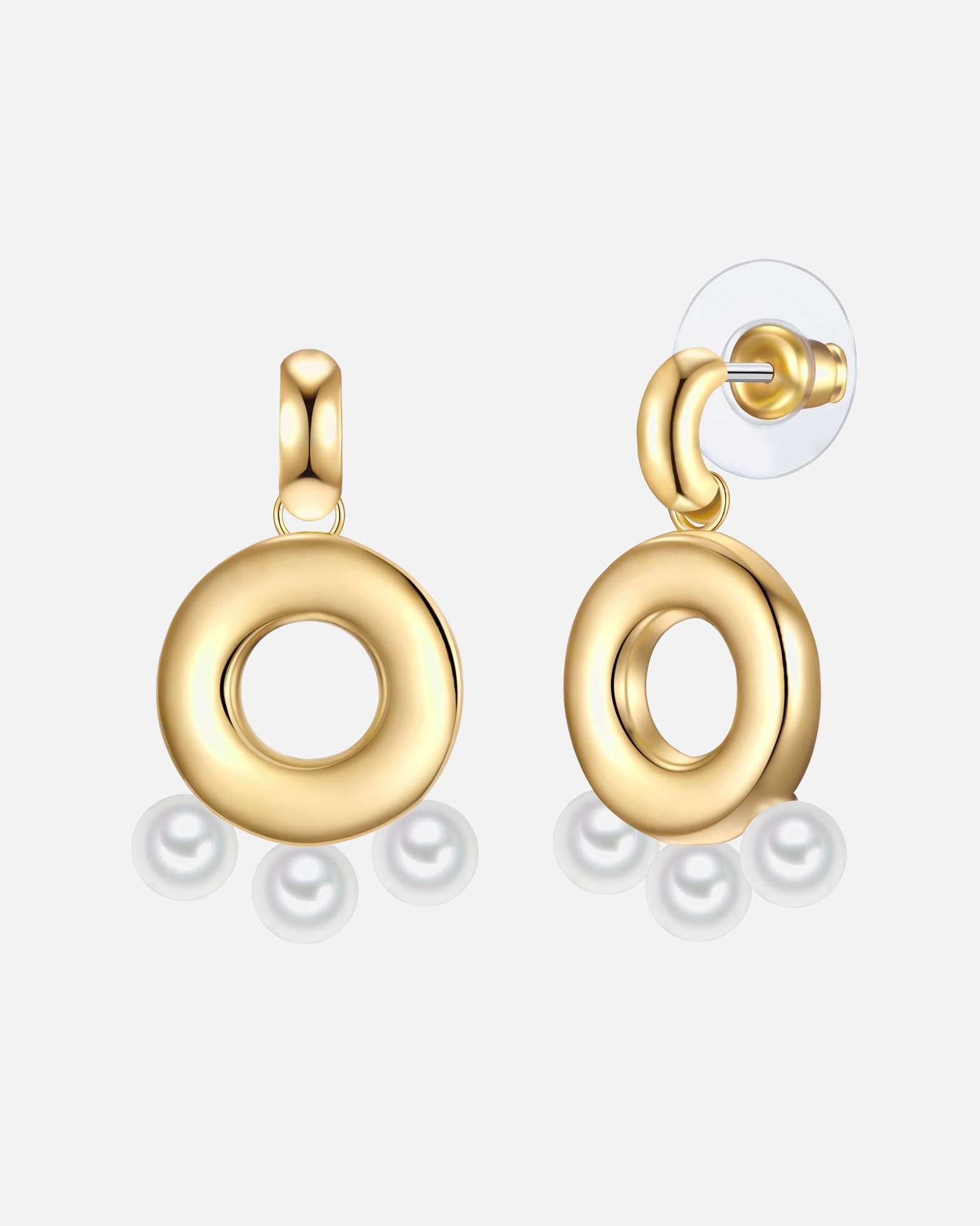 Ohrringe für Weiblich Yokoamii Ohrhänger aus Metall-Legierung in Gelbgold mit Perle (synth.) 33,3 mm