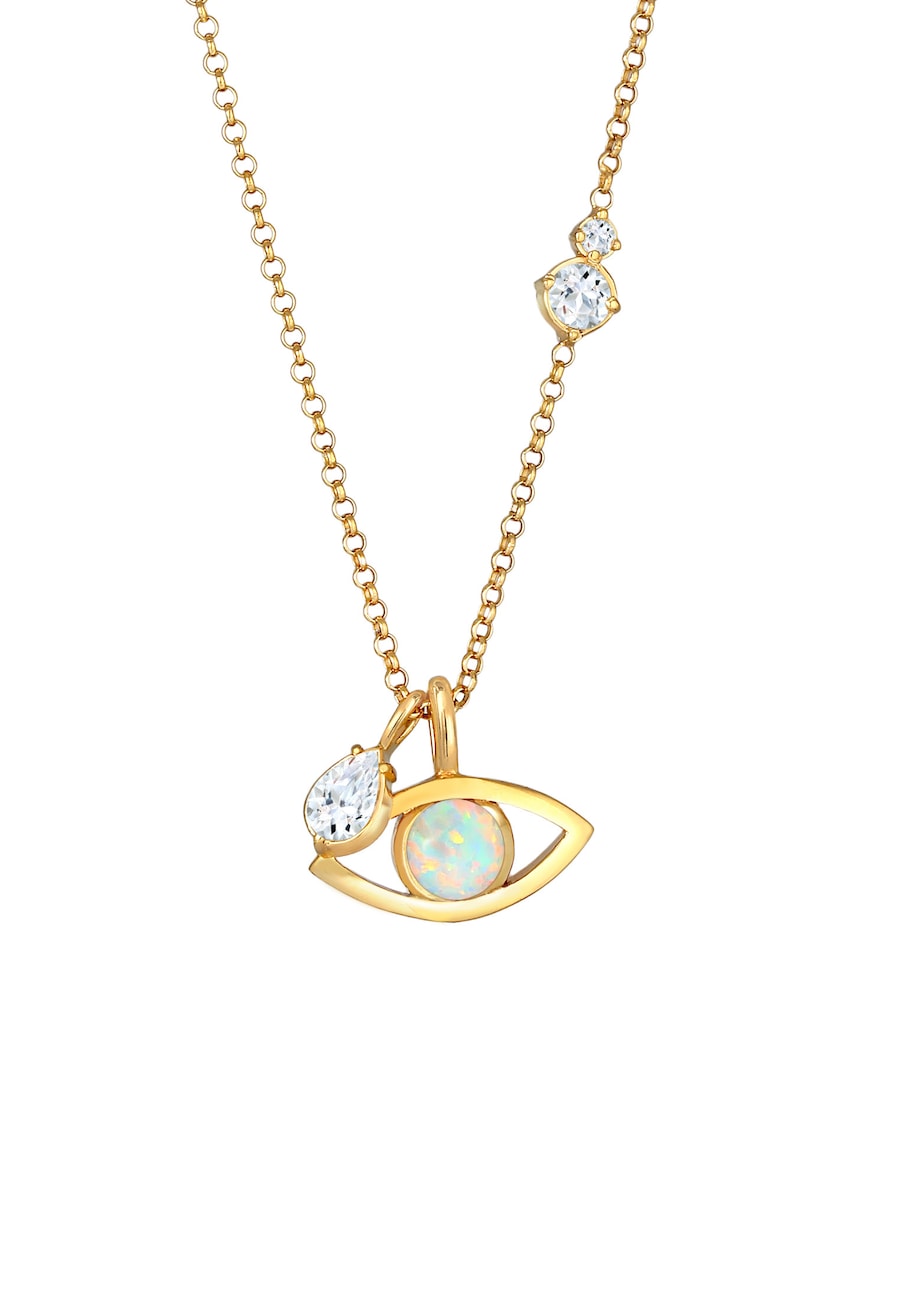 Elli PREMIUM Evil Eye Synth. Opal Topas Tropfen 925 Silber 45 Damen