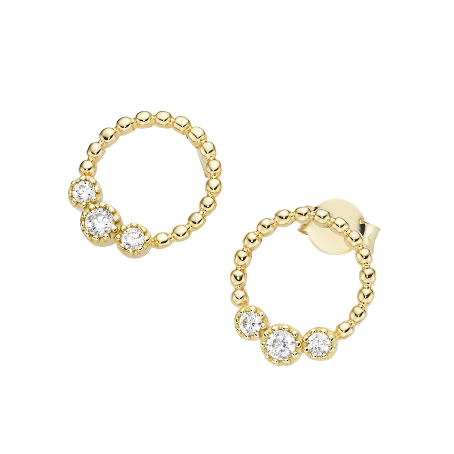 Luigi Merano Ohrstecker mit Zirkonia in verschiedenen Größen & Kugel-Optik, Gold 375 Onesize Damen