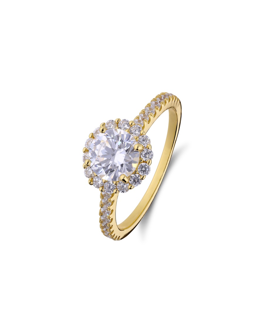 Lucardi Ring 925 Silber - Silberfarbig Gold 57mm Damen