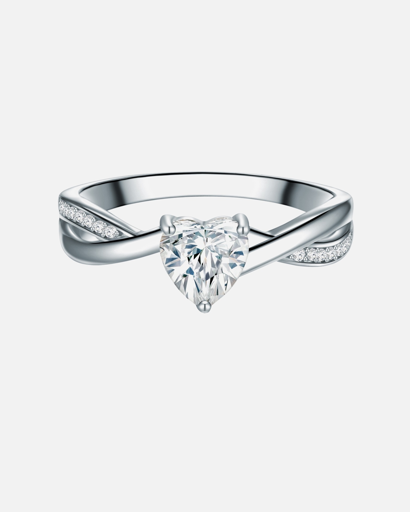 Ring für Weiblich Trilani Ring Herz aus Sterling Silber in silber mit Zirkonia 56