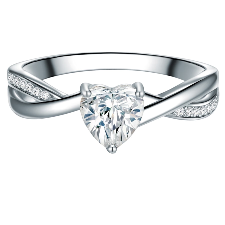 Trilani Ring Herz aus Sterling Silber in silber mit Zirkonia 56 Damen