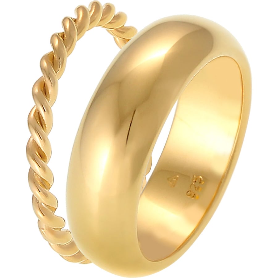 Elli PREMIUM Bandring 2er Set Basic Twisted Gedreht 925 Silber 52 Damen