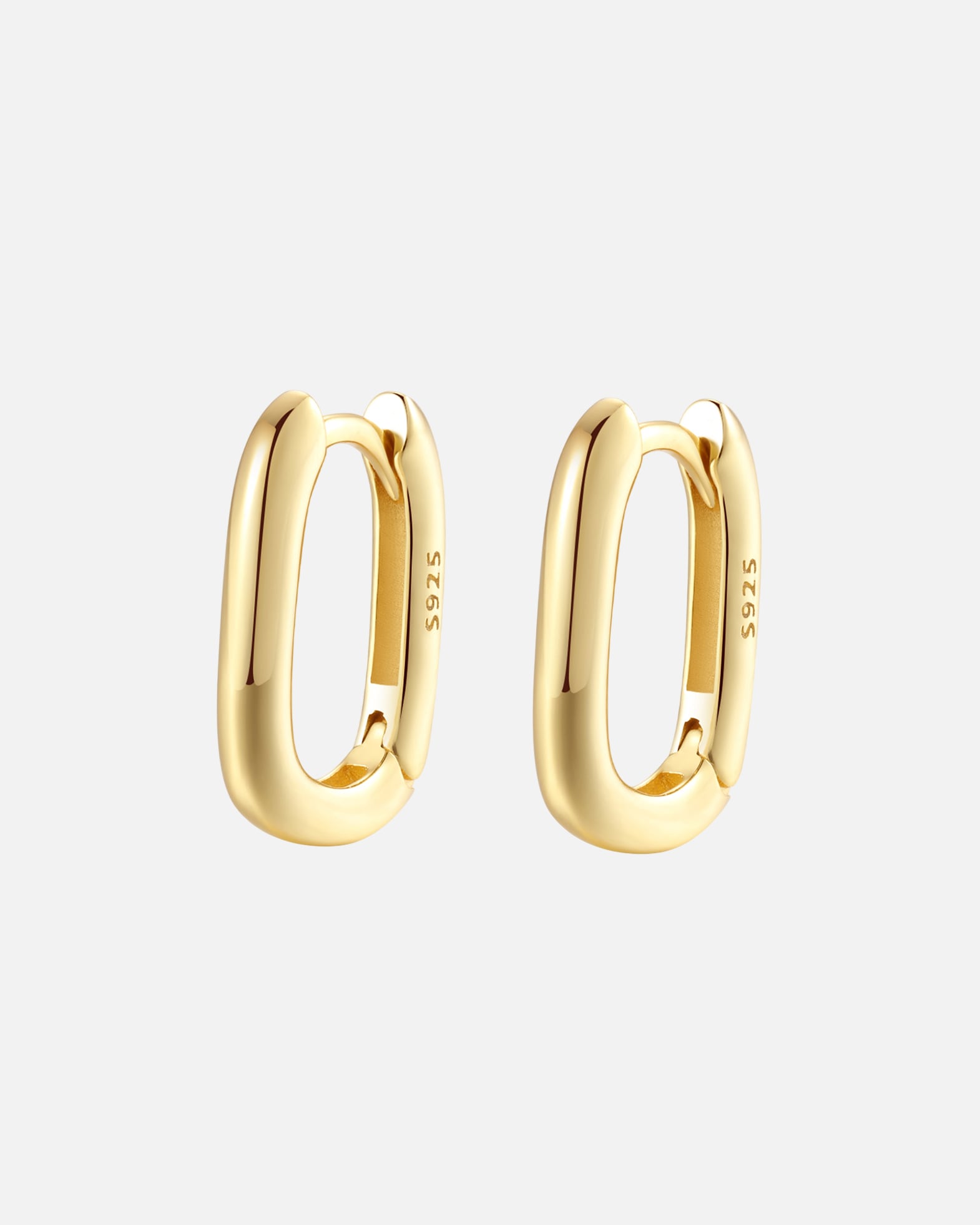 Creolen für Unisex Hey Happiness Default Brand Line Ovale Huggie Creolen 925 Sterlingsilber Gold