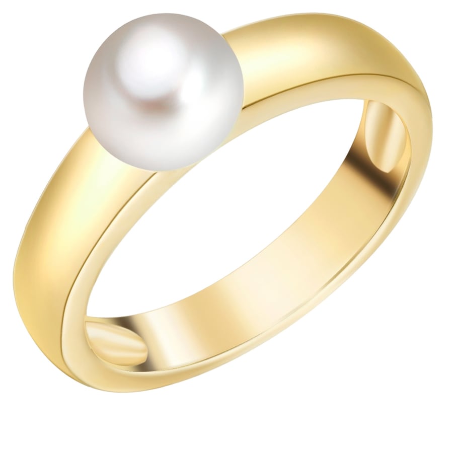 Valero Pearls Perlen-Ring aus Sterling Silber in gelbgold mit Süßwasser-Zuchtperle 58 Damen